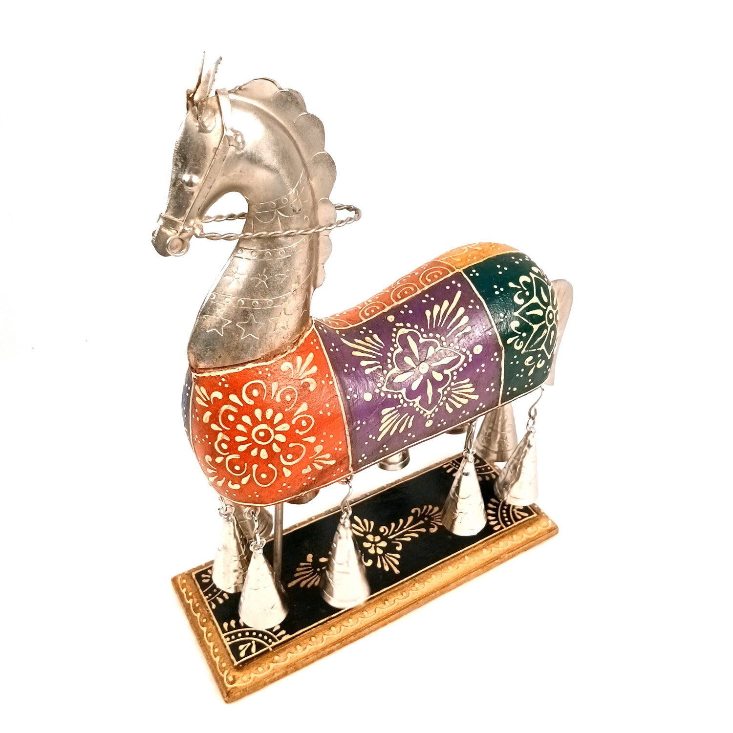 Horse Showpiece With Hanging Bells | Decorative Horse Figurine-  for Feng Shui, Vastu, Home Decor, Table, Living Room Decoration & Gift - 13 Inch - Apkamart