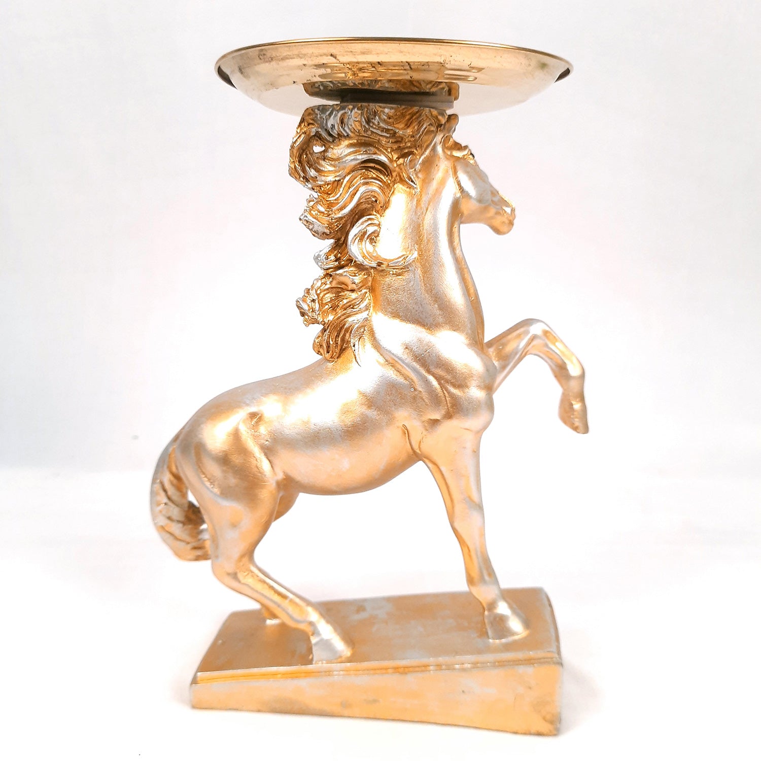 Horse Statue With Detachable Tray For Keeping Small Plant / Chocolates | Horse Showpiece - for Home, Table, Shelf, Good Luck, Vastu & Office Desk Decor - 10 Inch - Apkamart