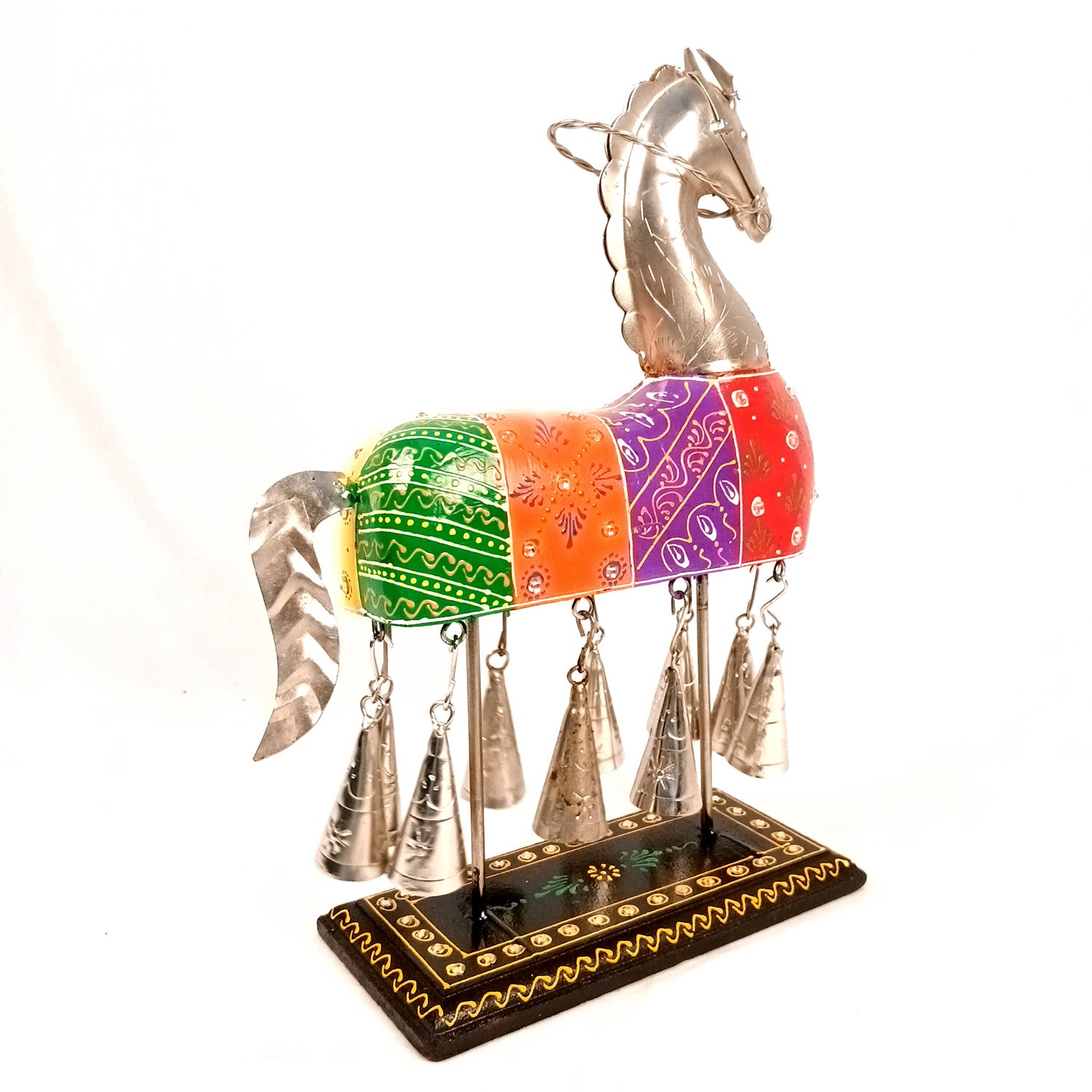 Horse Showpiece With Hanging Bells | Decorative Horse Figurine-  for Feng Shui, Vastu, Home Decor, Table, Living Room Decoration & Gift- 13 Inch - Apkamart