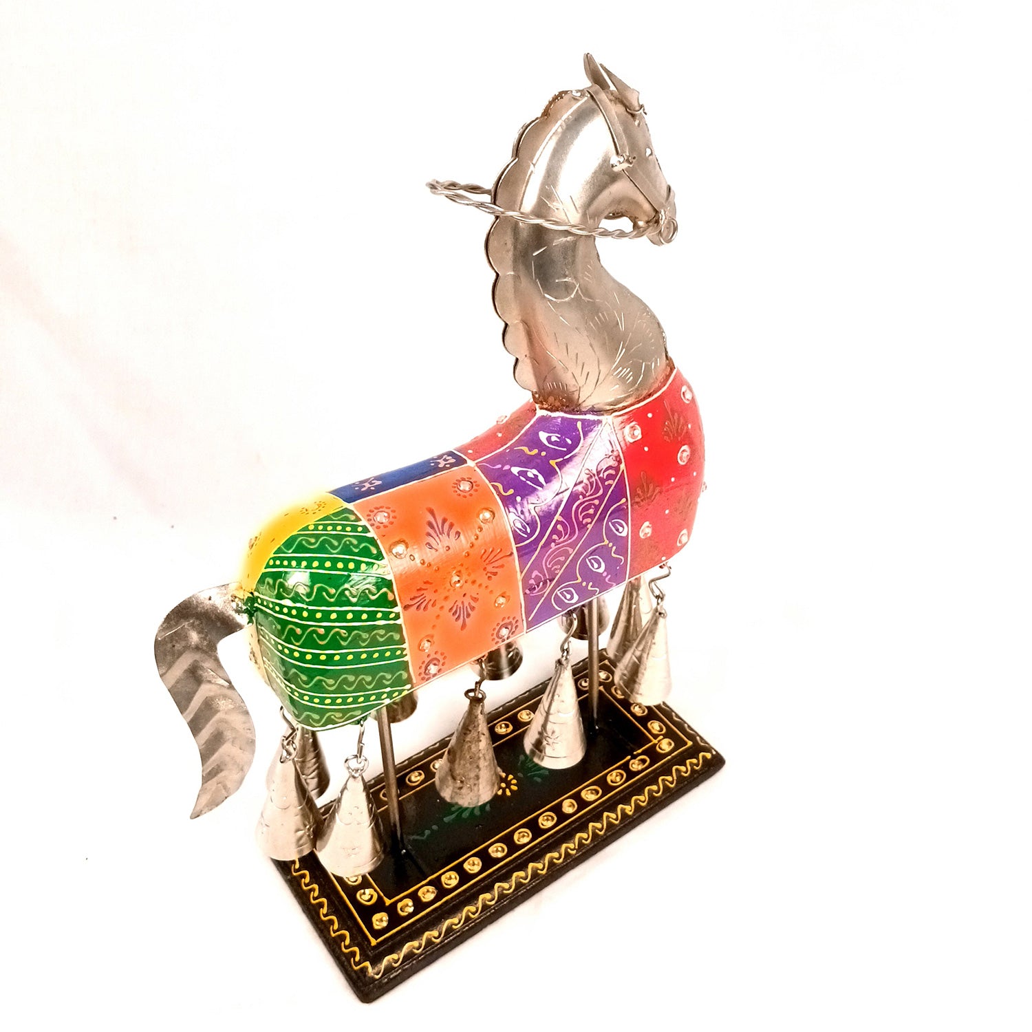 Horse Showpiece With Hanging Bells | Decorative Horse Figurine-  for Feng Shui, Vastu, Home Decor, Table, Living Room Decoration & Gift- 13 Inch - Apkamart