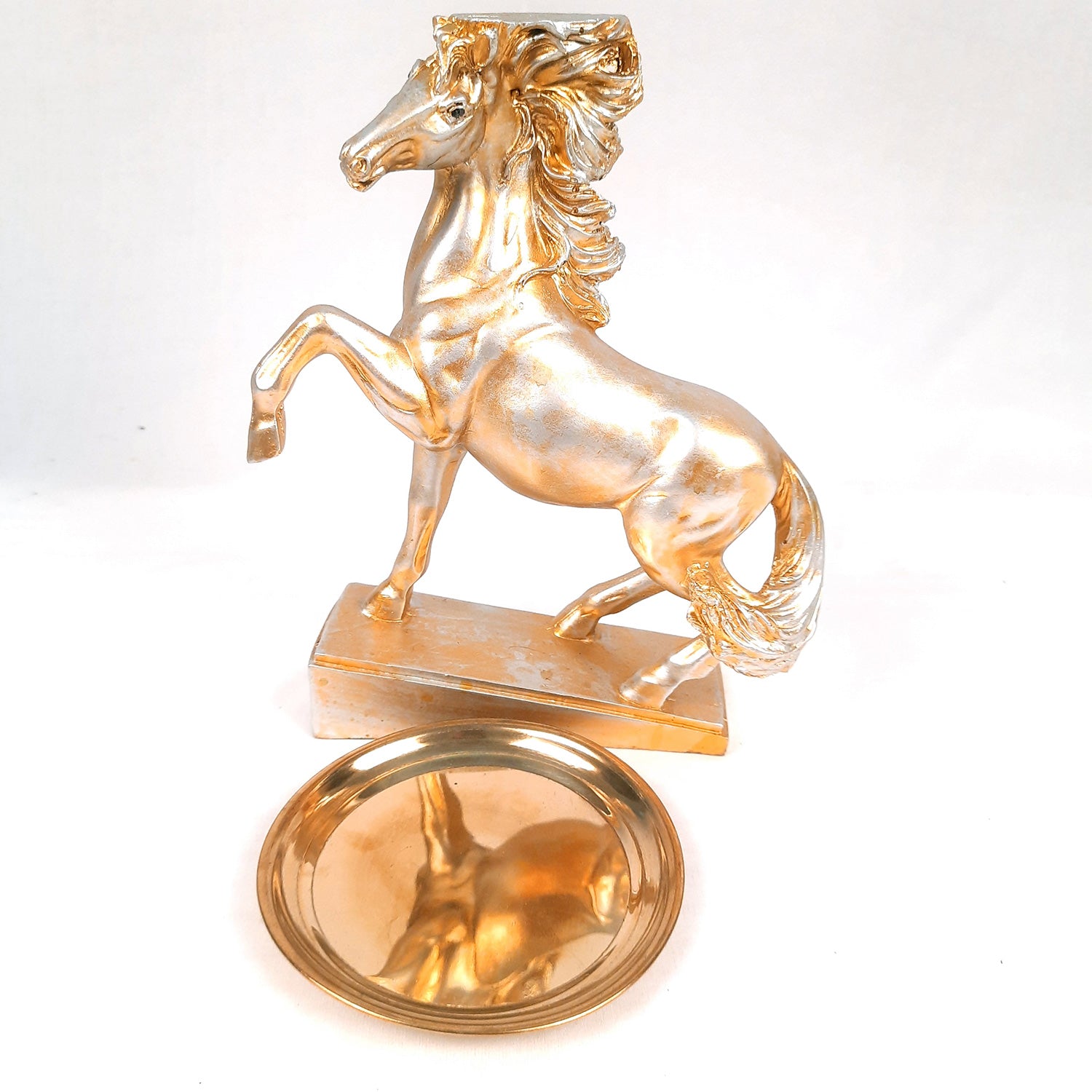 Horse Statue With Detachable Tray For Keeping Small Plant / Chocolates | Horse Showpiece - for Home, Table, Shelf, Good Luck, Vastu & Office Desk Decor - 10 Inch - Apkamart