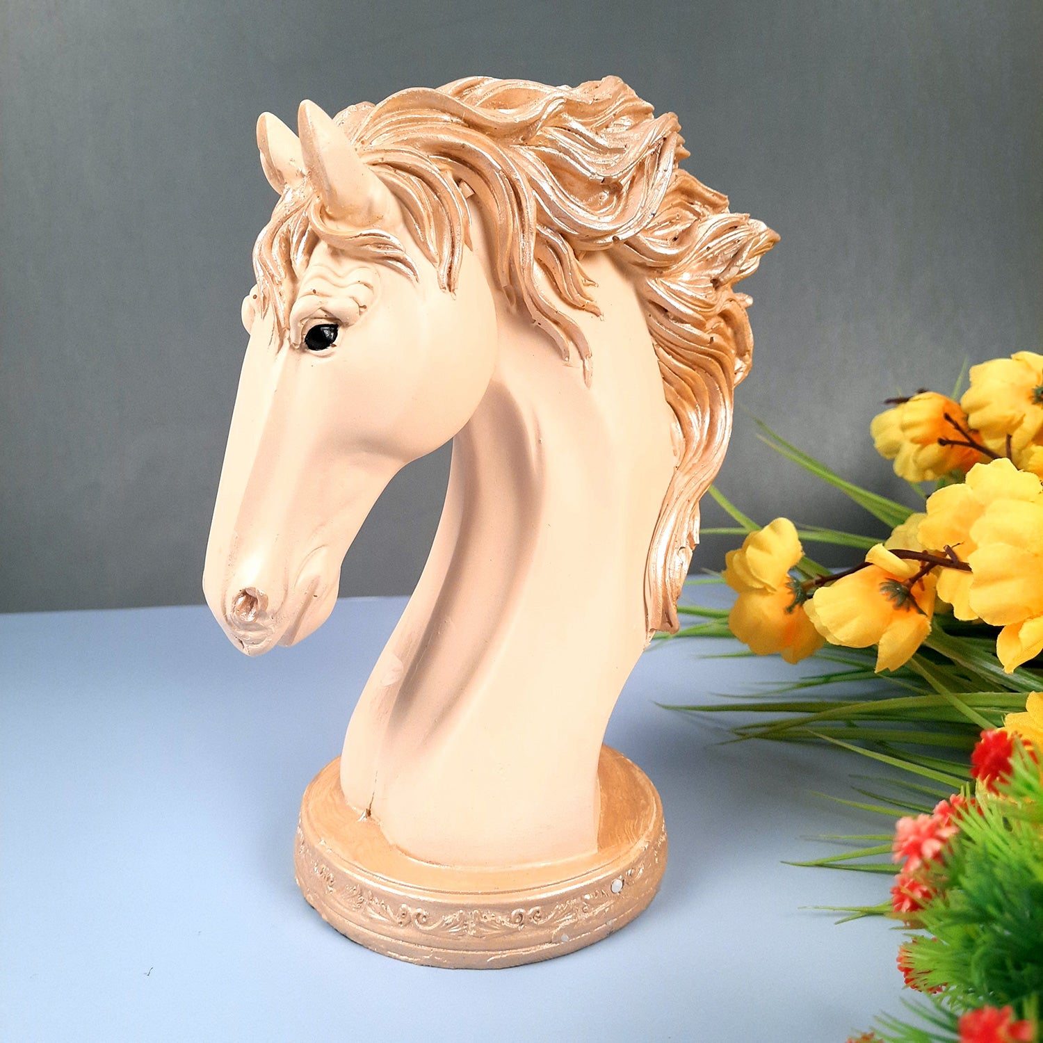 Horse Showpiece | Horse Head Statue | Fengshui Figurines - for Home, Living Room Decor, Gifts, for Wealth - 9 Inch - apkamart #Color_White