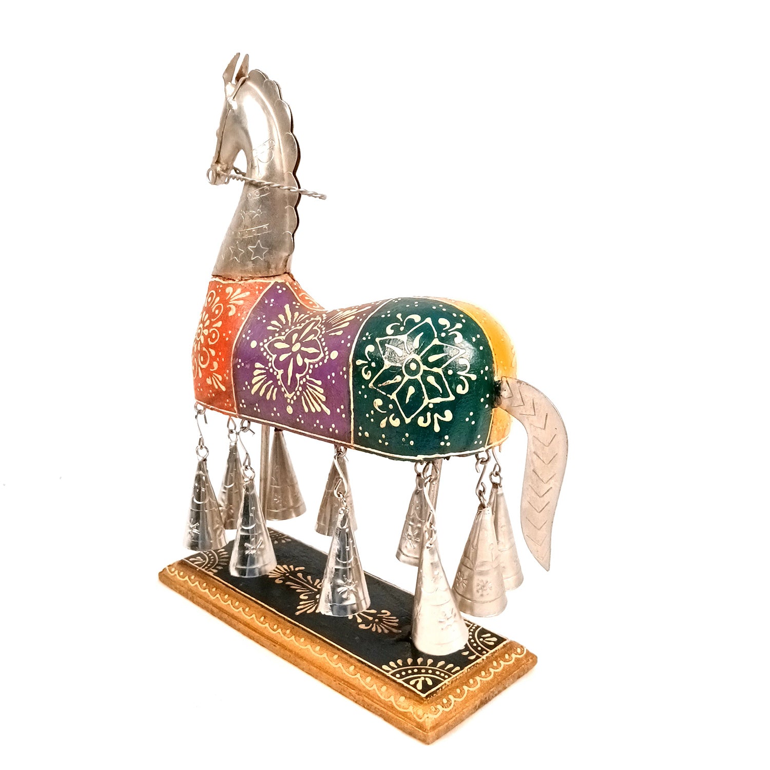 Horse Showpiece With Hanging Bells | Decorative Horse Figurine-  for Feng Shui, Vastu, Home Decor, Table, Living Room Decoration & Gift - 13 Inch - Apkamart