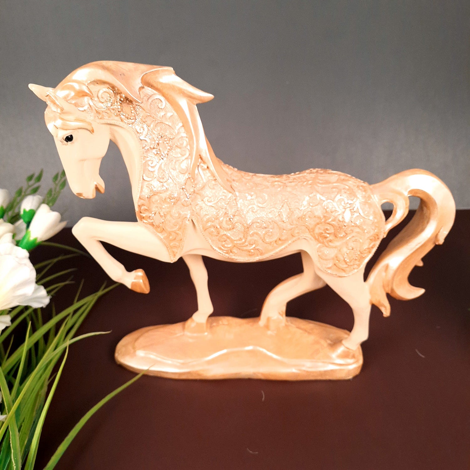 Horse Statue Figurine | Decorative Running Horse Showpiece for Money & Wealth - for Home Decor, Table, Living Room & Gift  - apkamart #Style_Design 1