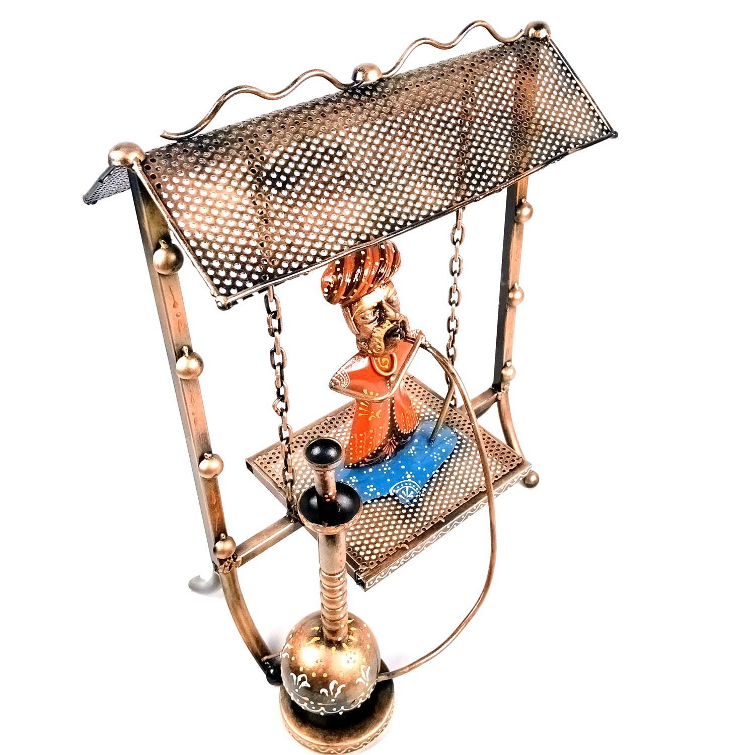 Village Man with Hukka Showpiece | Men Sitting On Swing With Hookah Figurine - for Home, Bedroom, Living Room, Office Desk & Bar Decor - 17 Inch - Apkamart