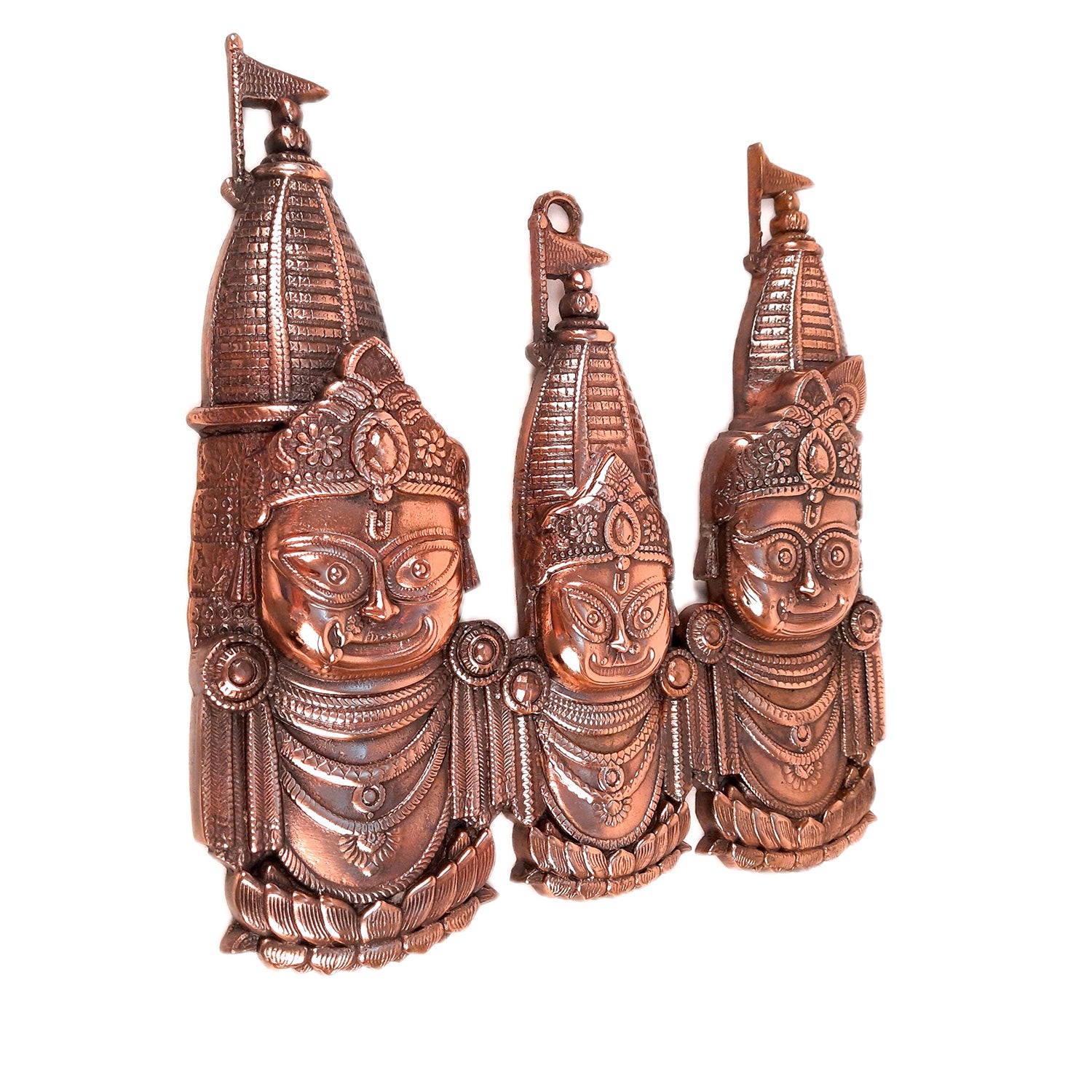 Lord Jagannath, Balaram and Subhadra Wall Hanging Idol Statue | Trimurty for Home Temple, Pooja, Decor, Gift - apkamart