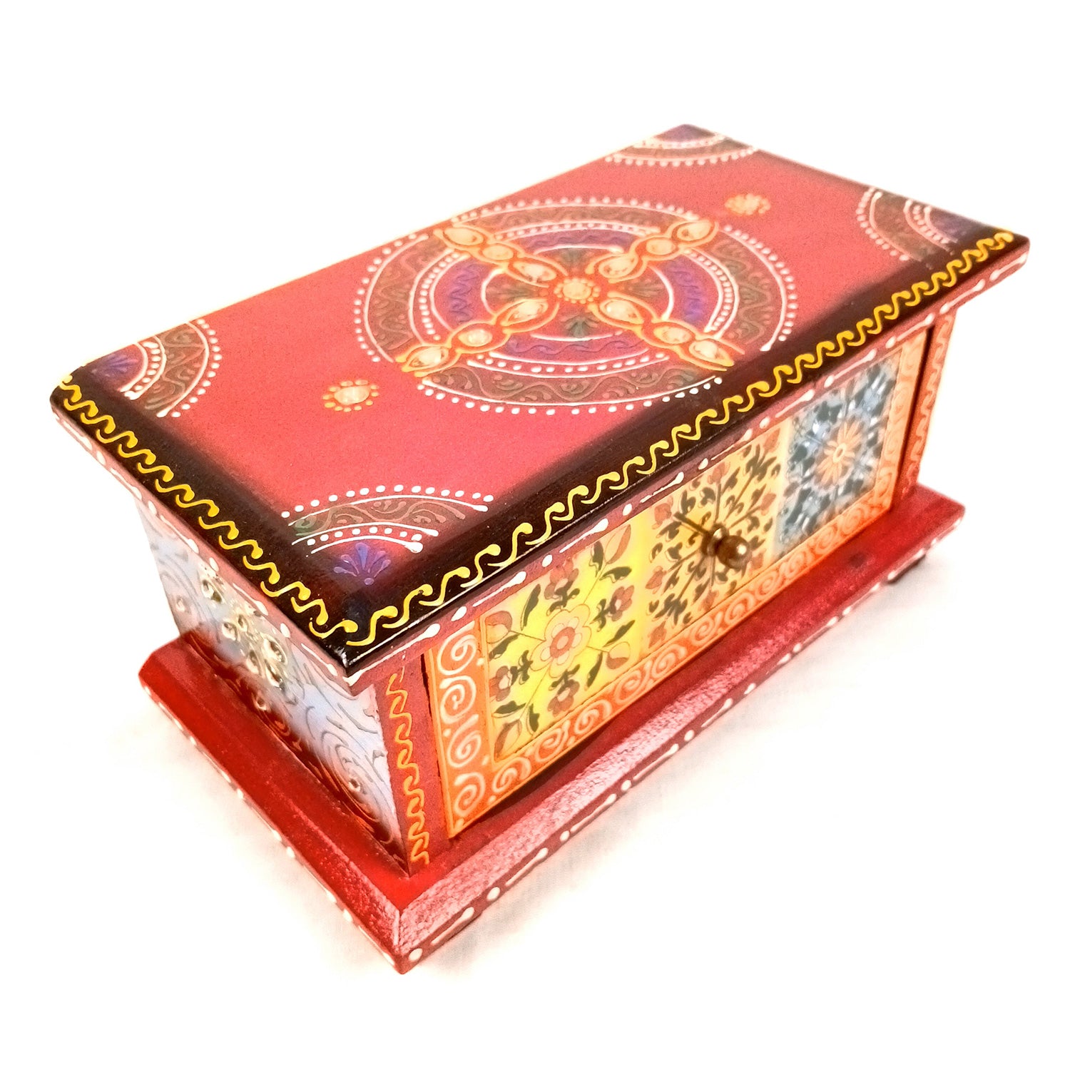 Jewellery Box | Wooden Jewelry Box With Ceramic Tiles | Decorative Multi-Purpose Storage Box - For Earring, Necklace & Gifts - 8 Inch (Wood, Multicolor)