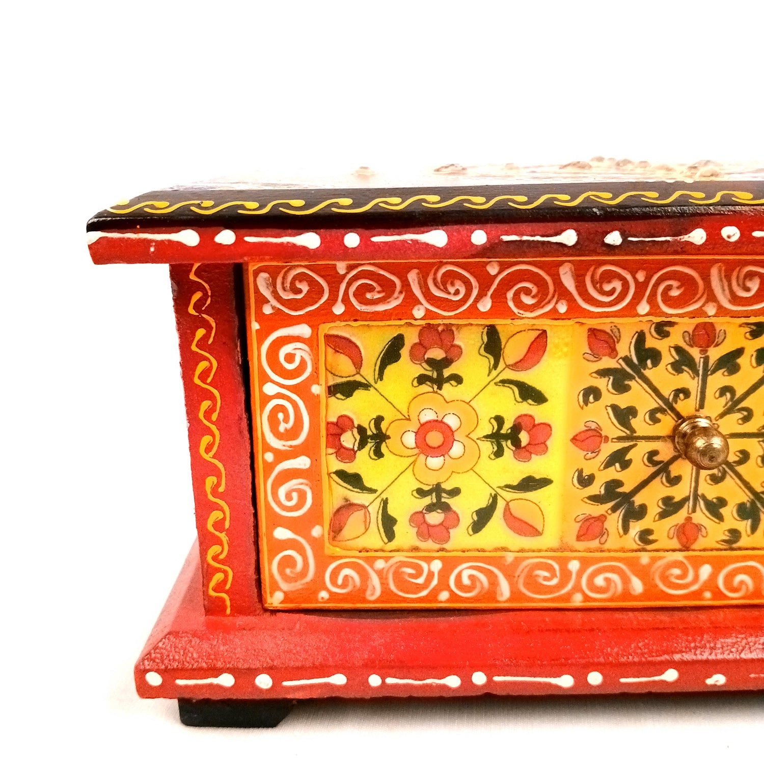 Jewellery Box | Wooden Jewelry Box With Ceramic Tiles | Decorative Multi-Purpose Storage Box - For Earring, Necklace & Gifts - 8 Inch (Wood, Multicolor)