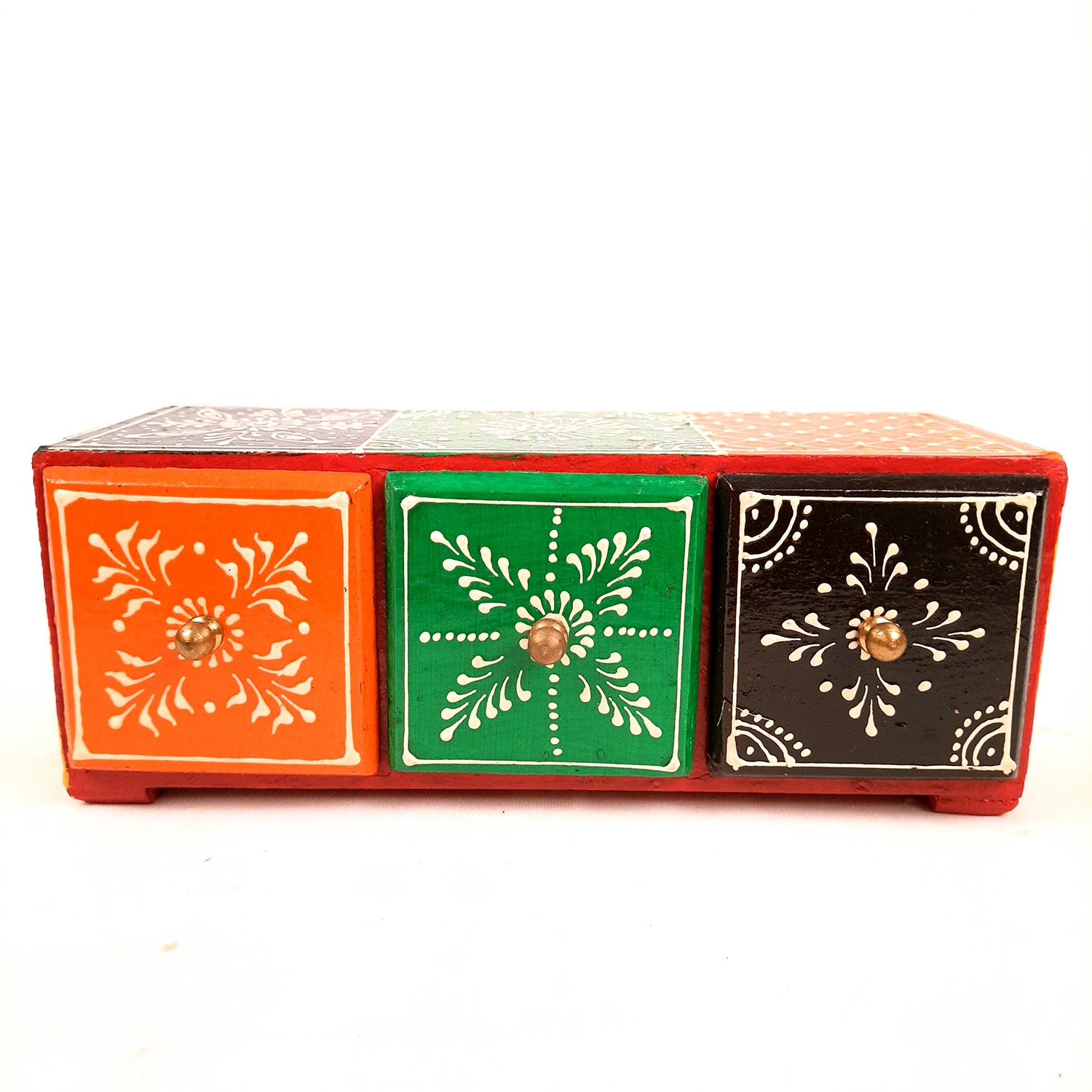 Jewellery Box | Decorative Wooden Jewelry Box - For Earring, Necklace & Gifts - 4 Inch - Apkamart