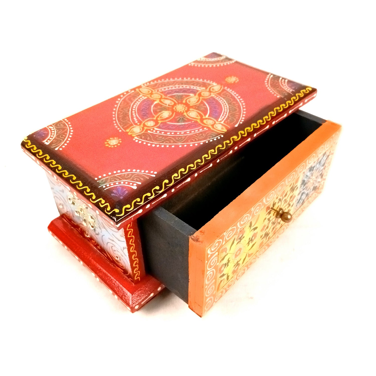 Jewellery Box | Wooden Jewelry Box With Ceramic Tiles | Decorative Multi-Purpose Storage Box - For Earring, Necklace & Gifts - 8 Inch (Wood, Multicolor)