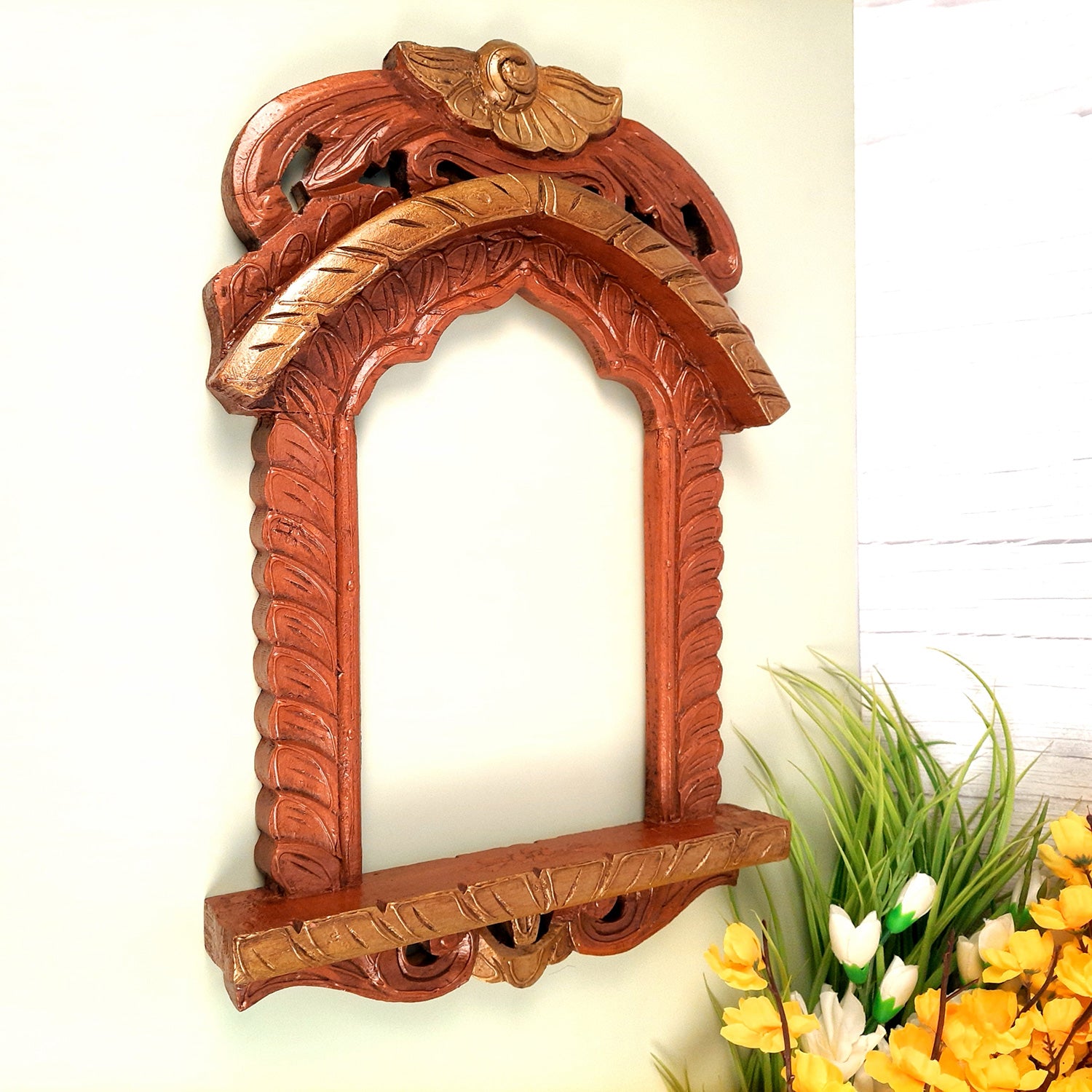 Jharokha Wall Hanging | Wooden Jharokha Frame Hangings - For Home, Wall Decor, Frames, Living room, Entrance Decoration & Gifts - 19 Inch - Apkamart #color_Brown