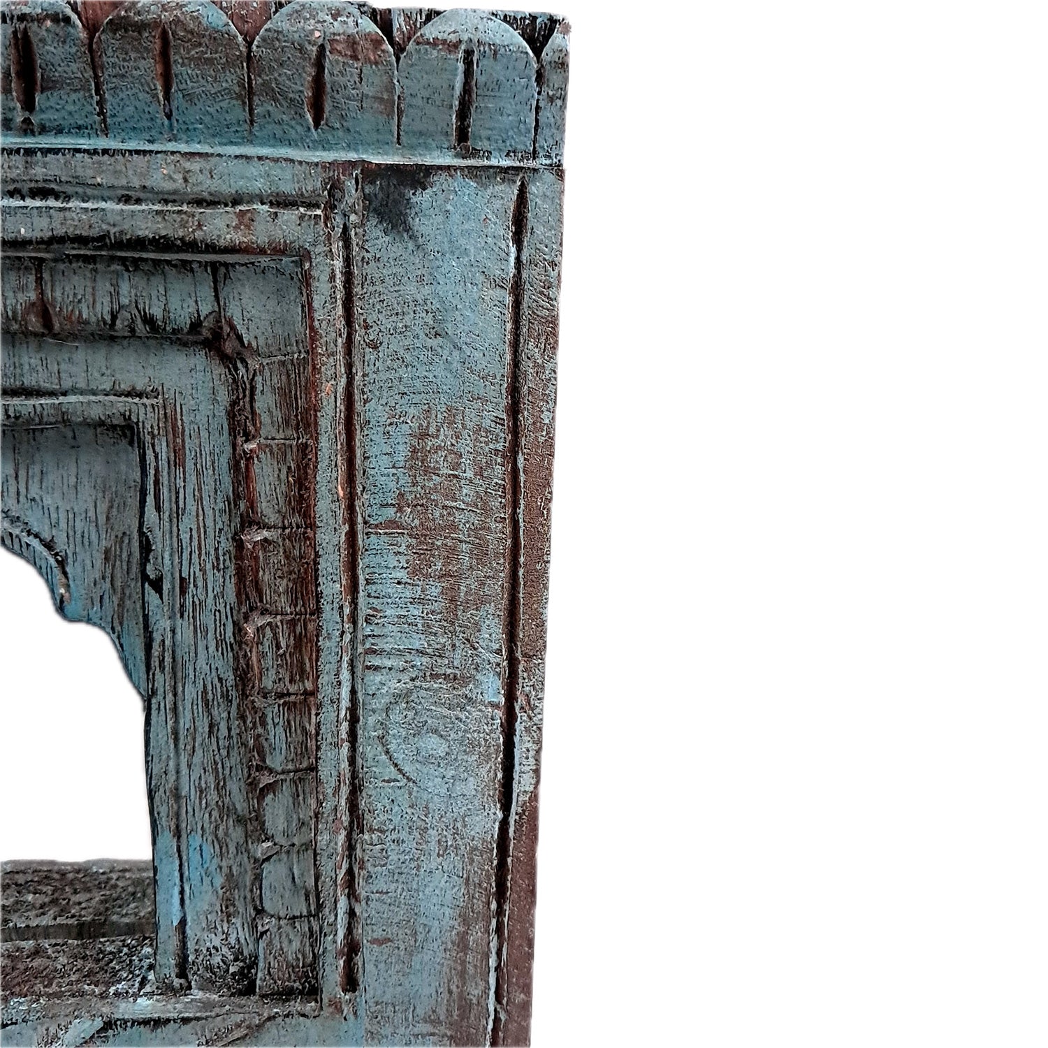 Antique Finished Handcrafted Rustic Mirror Jharokha Wall Hanging - Home, Wall Decor, Living room, Entrance Decoration & Gifts - Apkamart #Color_Blue