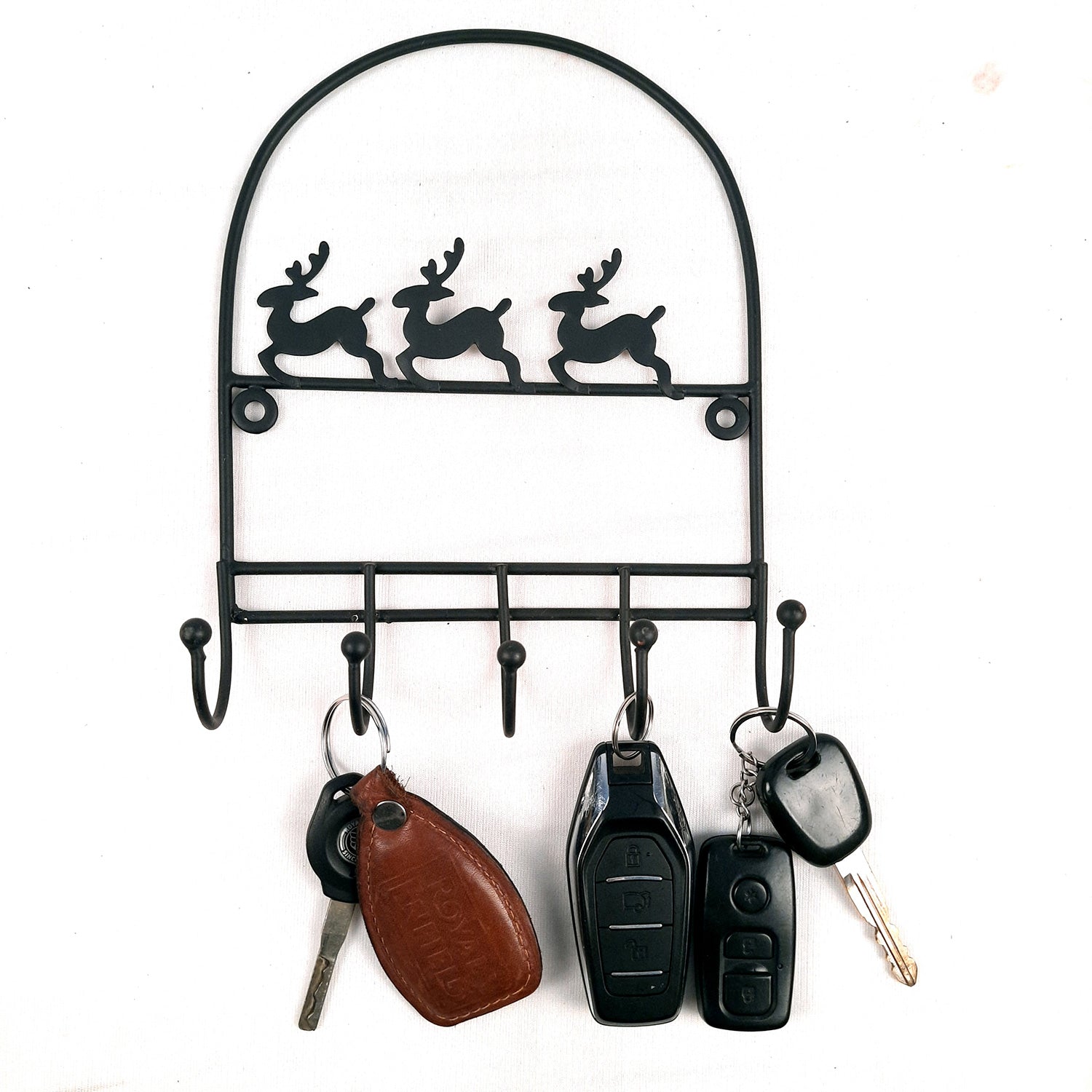 Key Holder Stands | Keys Hook Wall Hangers - Reindeer Design | Keys Organizer - For Home, Entrance, Office Decor & Gifts - 9 Inch (5 Hooks) - Apkamart #Style_Pack of 2