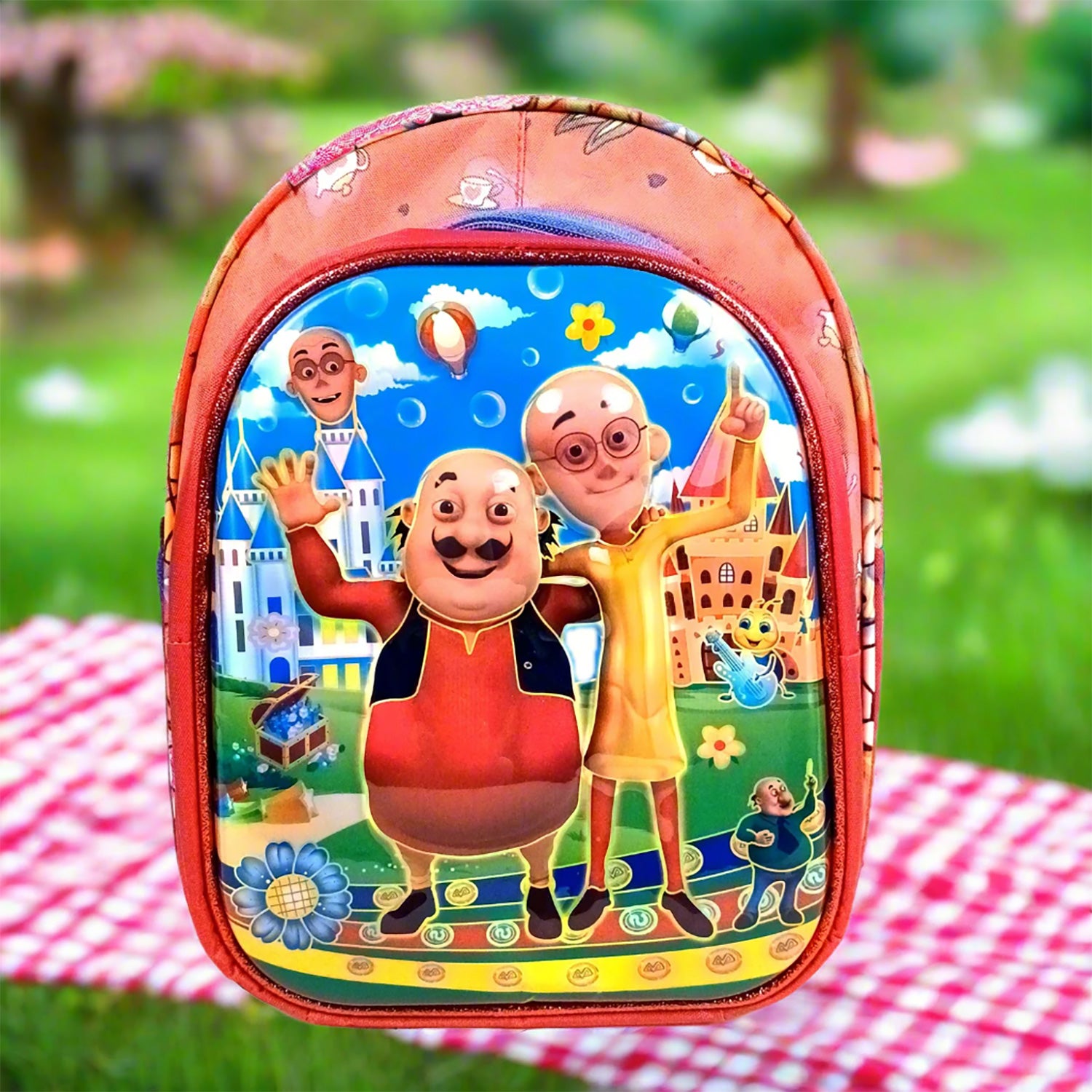 Kids School Bag | Waterproof Backpack Bags - Motu Patlu Design | Casual / Picnic / Tuition Bag - for School Boys & Girls, Children, Students & Gifts - Apkamart