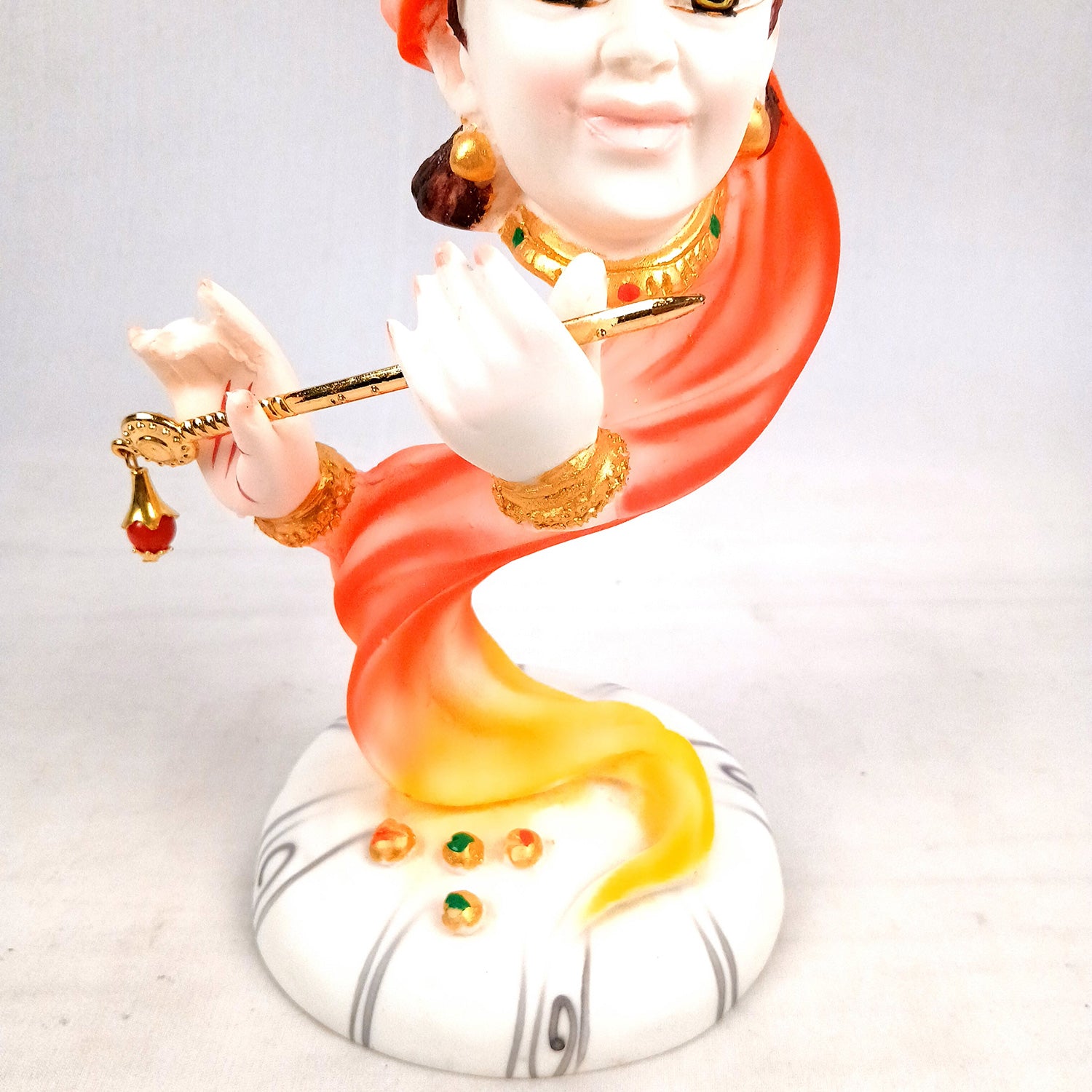 Krishna Statue | Shri Krishna Playing Flute Idol | Lord Krishna Murti - for Home, Living Room, Office, Puja, Entrance Decoration & Gifts - 13 Inch - Apkamart #Color_White