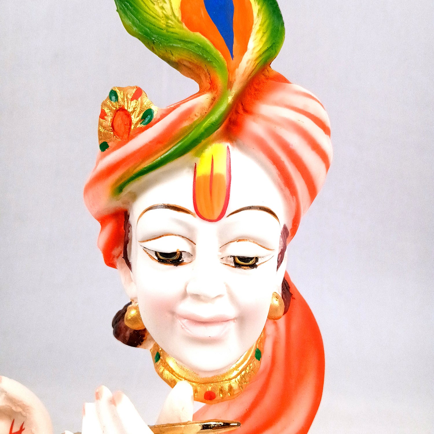 Krishna Statue | Shri Krishna Playing Flute Idol | Lord Krishna Murti - for Home, Living Room, Office, Puja, Entrance Decoration & Gifts - 13 Inch - Apkamart #Color_White