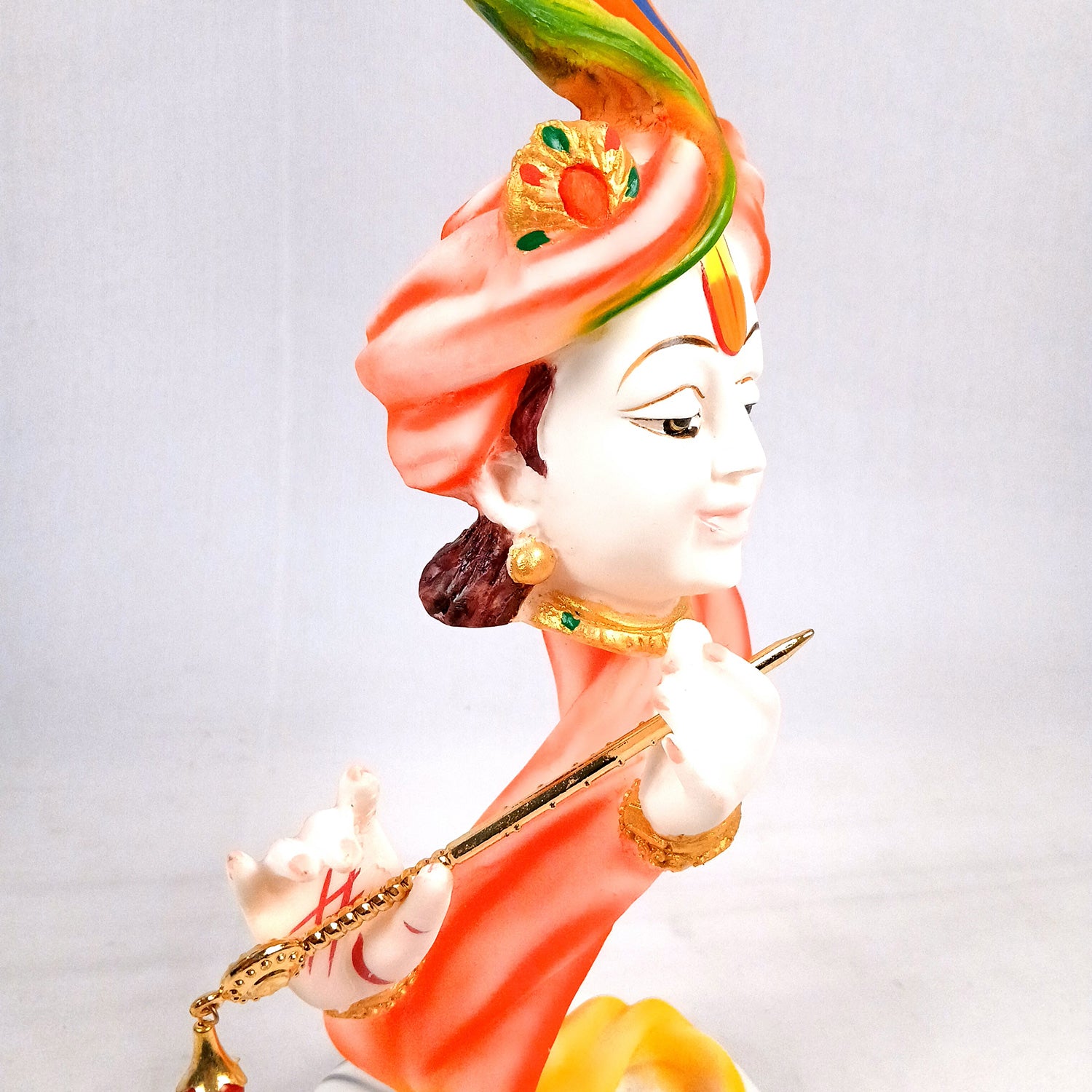 Krishna Statue | Shri Krishna Playing Flute Idol | Lord Krishna Murti - for Home, Living Room, Office, Puja, Entrance Decoration & Gifts - 13 Inch - Apkamart #Color_White