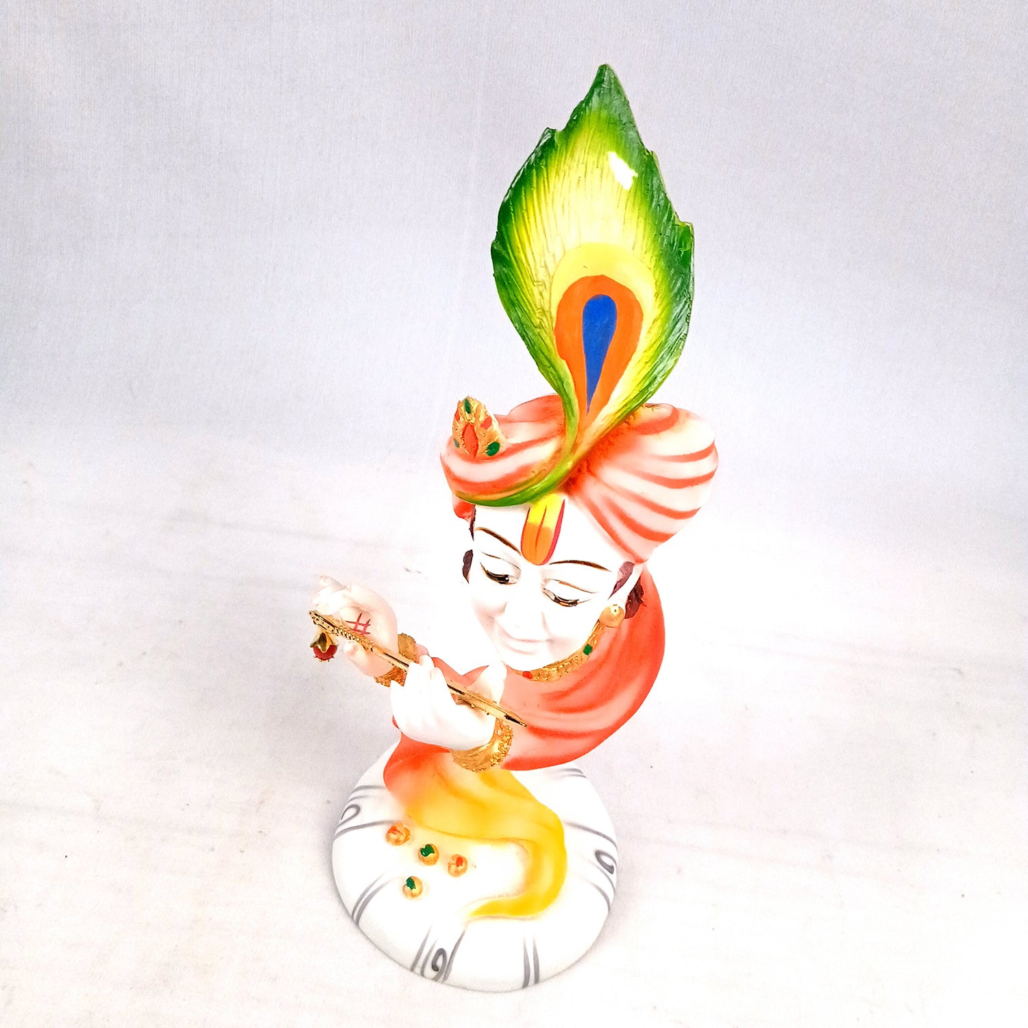 Krishna Statue | Shri Krishna Playing Flute Idol | Lord Krishna Murti - for Home, Living Room, Office, Puja, Entrance Decoration & Gifts - 13 Inch - Apkamart #Color_White