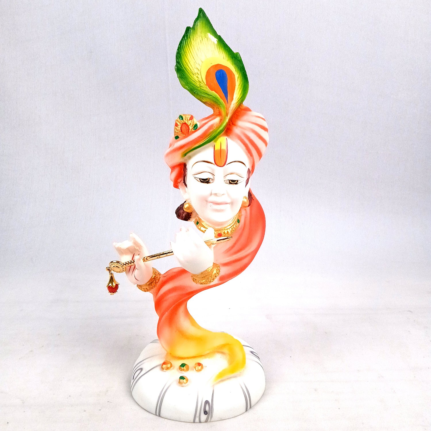 Krishna Statue | Shri Krishna Playing Flute Idol | Lord Krishna Murti - for Home, Living Room, Office, Puja, Entrance Decoration & Gifts - 13 Inch - Apkamart #Color_White