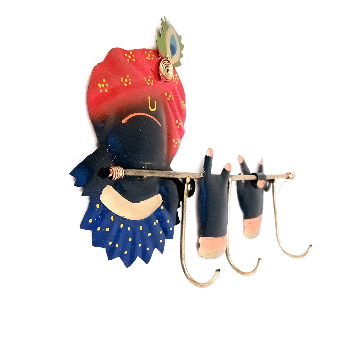 Key Hook Wall Hanging | Key Holder Stand - Krishna Design | Key Hanger Organiser - For Home, Entrance, Office Decor & Gifts - (3 Hooks) - Apkamart #Style_Design 1