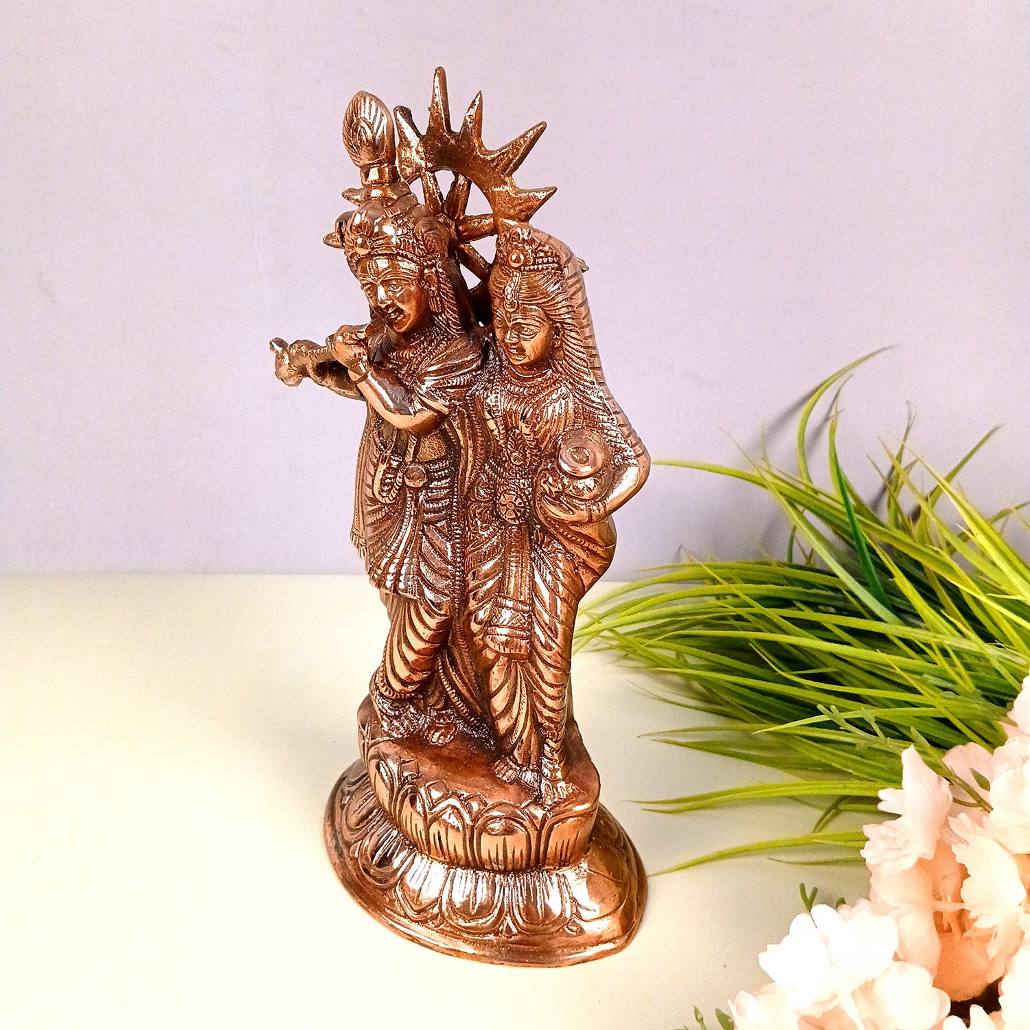 Radha Krishna Statue | Lord Krishna Murti Idol - for Gift, Home, Table, Living Room, Office, Puja Room Decoration - 12 Inch - Apkamart