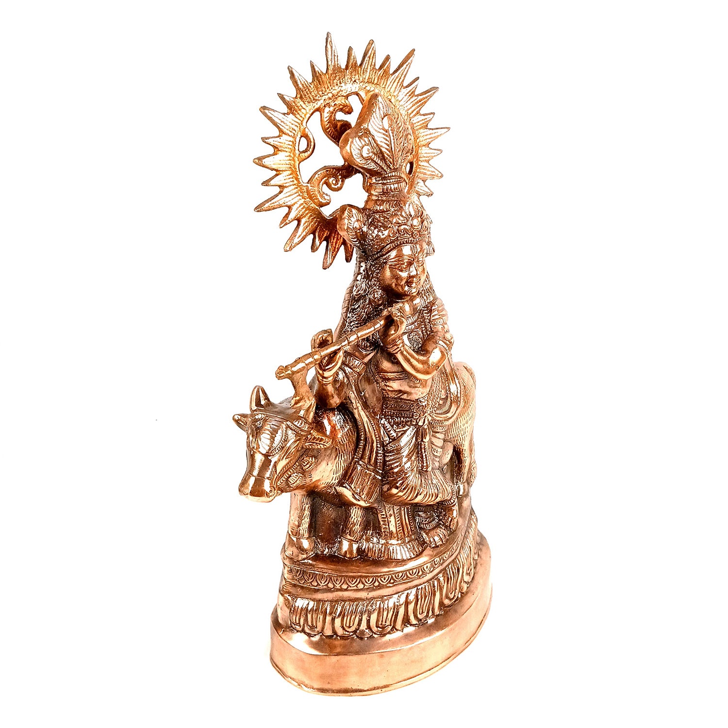 Krishna Statue | Shri Krishna With Cow Idol Murti - for Home, Table, Living Room, Office, Puja , Entrance Decoration & Gifts - 22 Inch - Apkamart