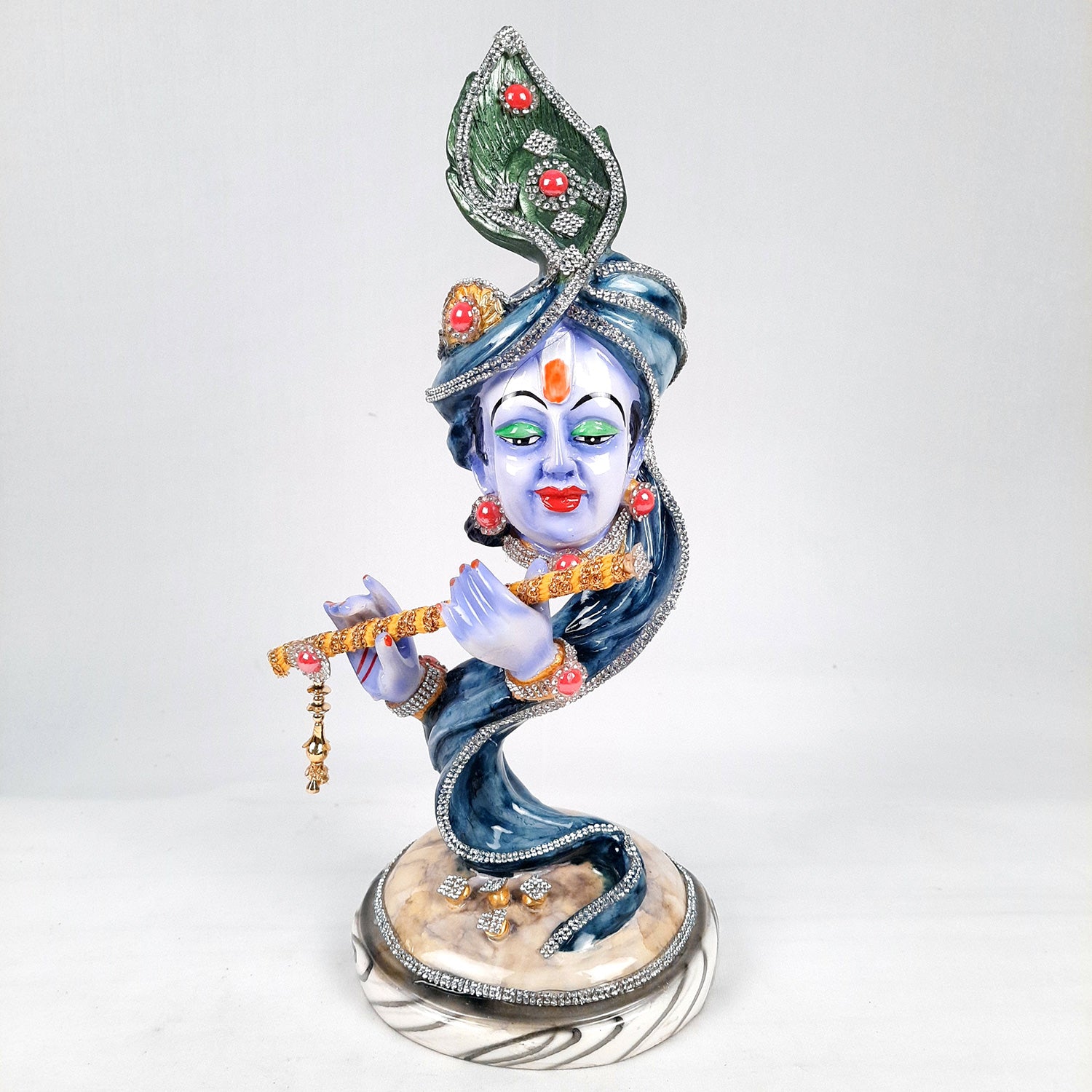 Krishna Idol | Lord Krishna Face Statue Showpiece -for Home, Puja Room, Table Decor, Living Room, Office Desk & Gift - 13 inch - apkamart #Style_Design 2