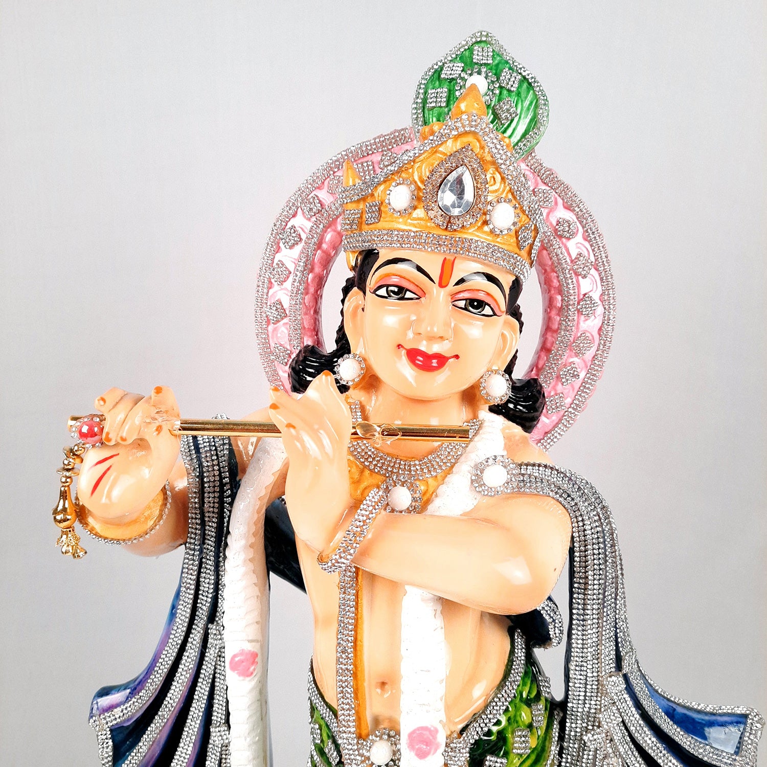 Krishna Idol Statue Big | Krishna Playing Bansuri Murti - for Home Decor, Living Room, Mandir, Temple, Pooja, Table, Office & Gifts - 22 Inch - apkamart