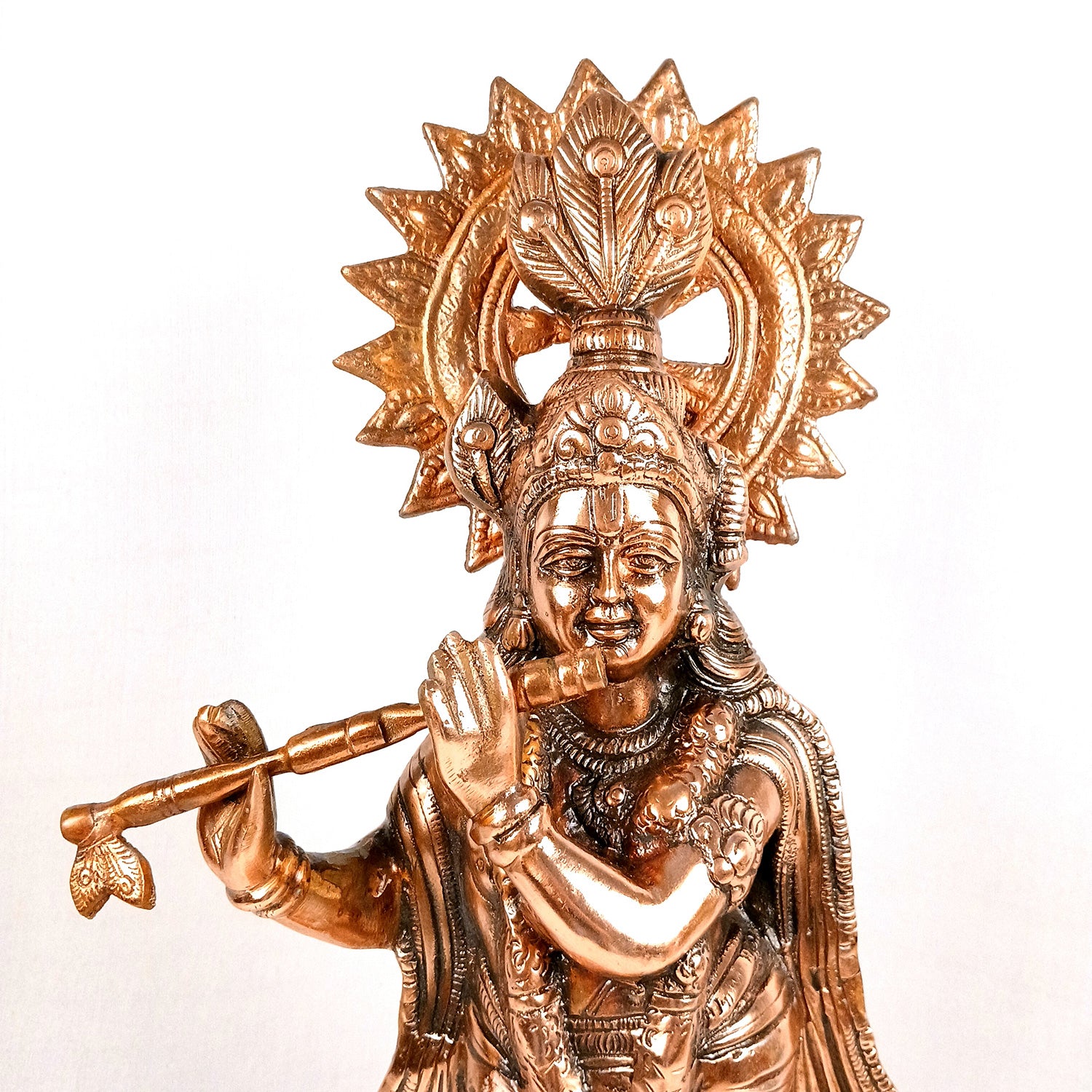 Krishna Idol | Shri Playing Flute Krishna Statue | Lord Krishna Metal Murti - for Puja, Home, Table, Living Room, Office Desk, Entrance Decoration & Gift - 26 Inch - Apkamart