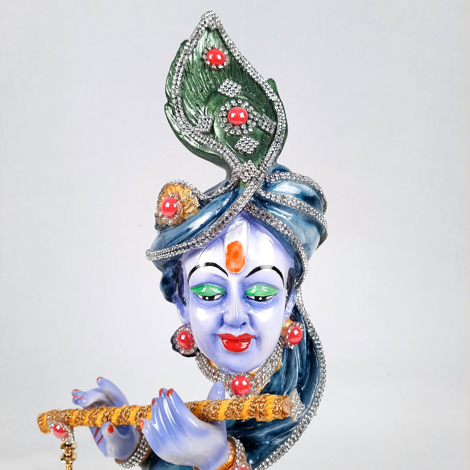 Krishna Idol | Lord Krishna Face Statue Showpiece -for Home, Puja Room, Table Decor, Living Room, Office Desk & Gift - 13 inch - apkamart #Style_Design 2