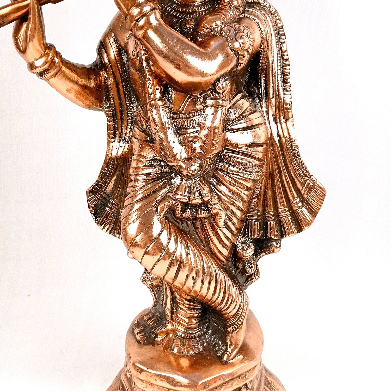 Krishna Idol | Shri Playing Flute Krishna Statue | Lord Krishna Metal Murti - for Puja, Home, Table, Living Room, Office Desk, Entrance Decoration & Gift - 26 Inch - Apkamart