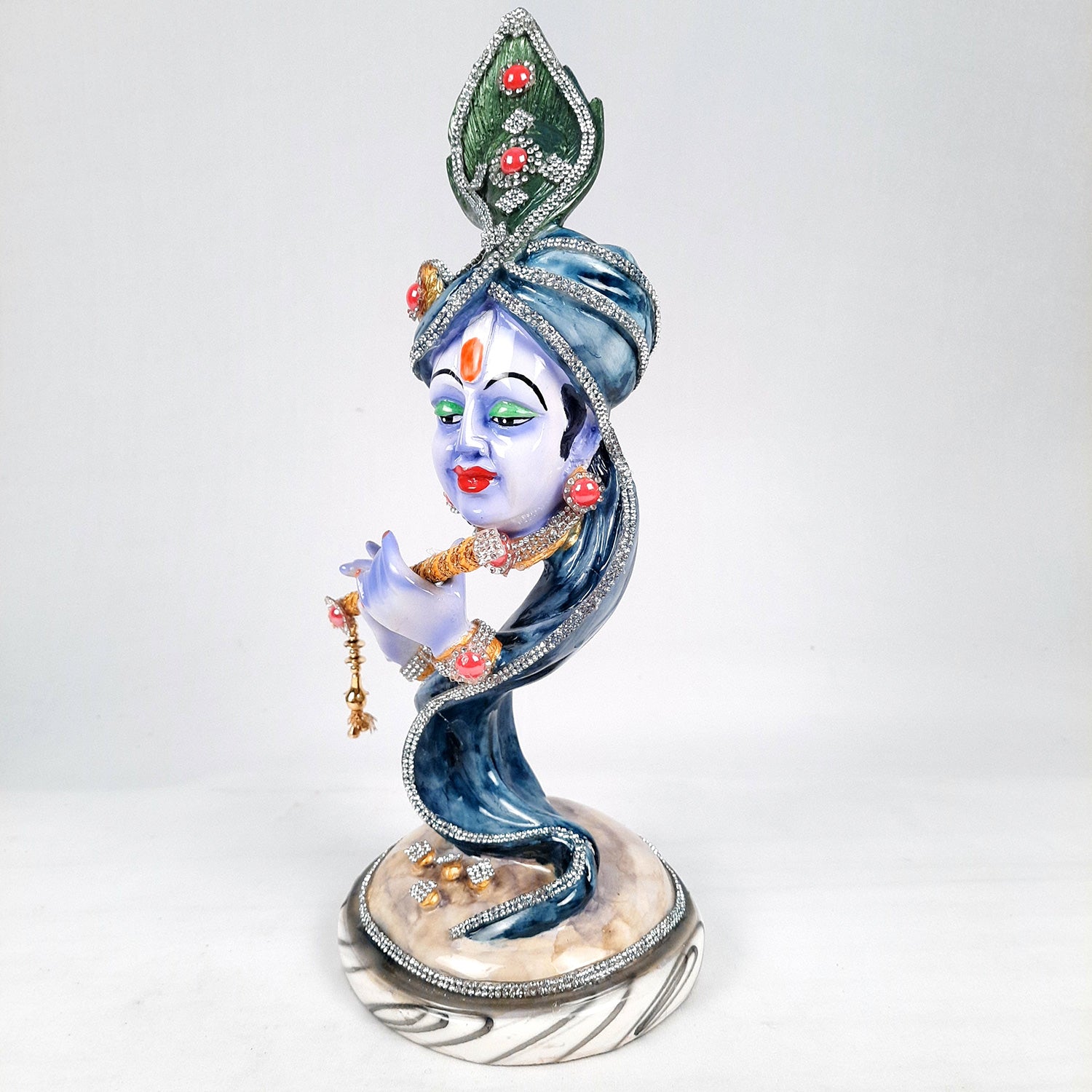 Krishna Idol | Lord Krishna Face Statue Showpiece -for Home, Puja Room, Table Decor, Living Room, Office Desk & Gift - 13 inch - apkamart #Style_Design 2