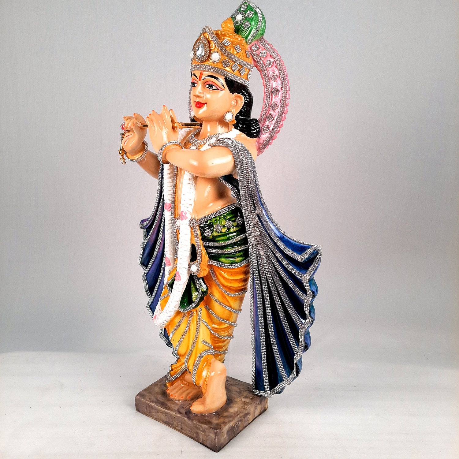 Krishna Idol Statue Big | Krishna Playing Bansuri Murti - for Home Decor, Living Room, Mandir, Temple, Pooja, Table, Office & Gifts - 22 Inch - apkamart