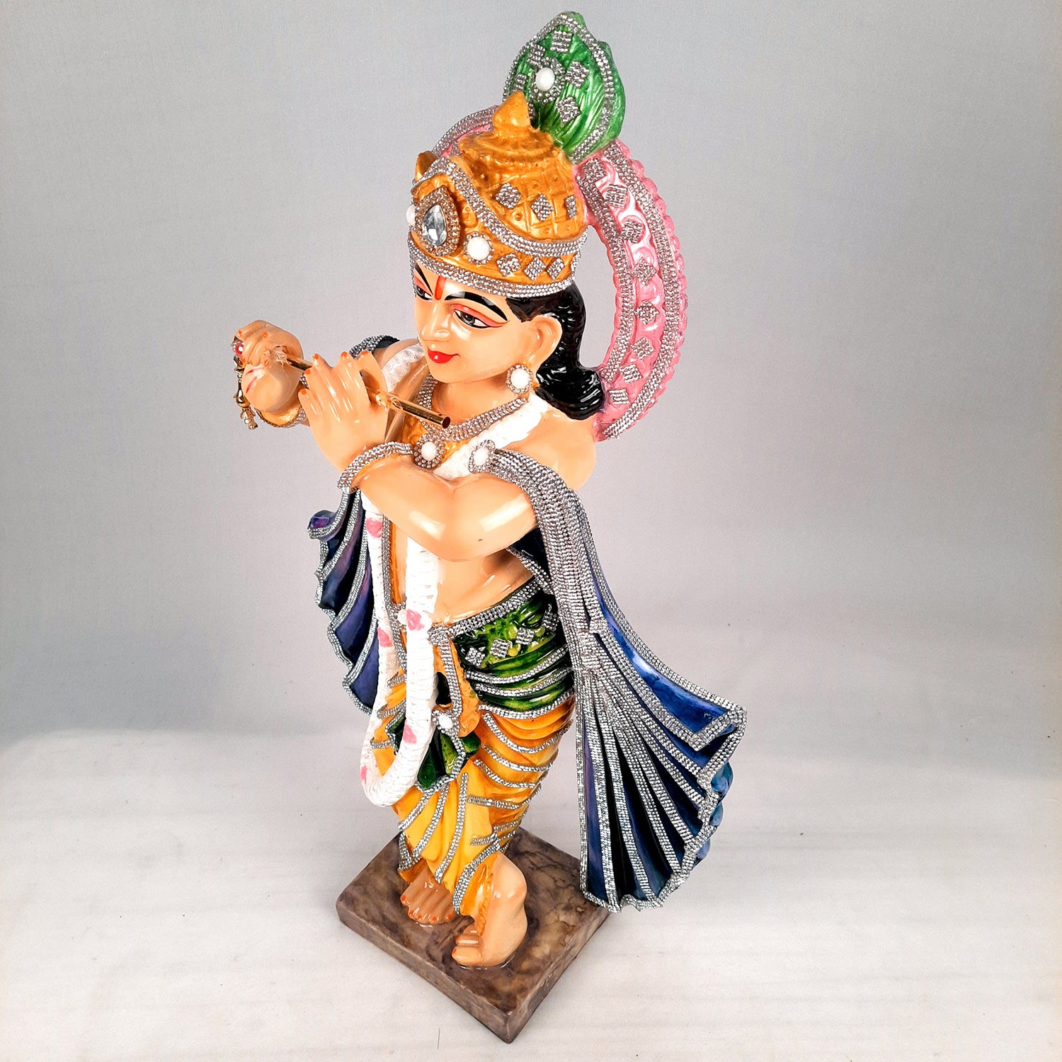 Krishna Idol Statue Big | Krishna Playing Bansuri Murti - for Home Decor, Living Room, Mandir, Temple, Pooja, Table, Office & Gifts - 22 Inch - apkamart