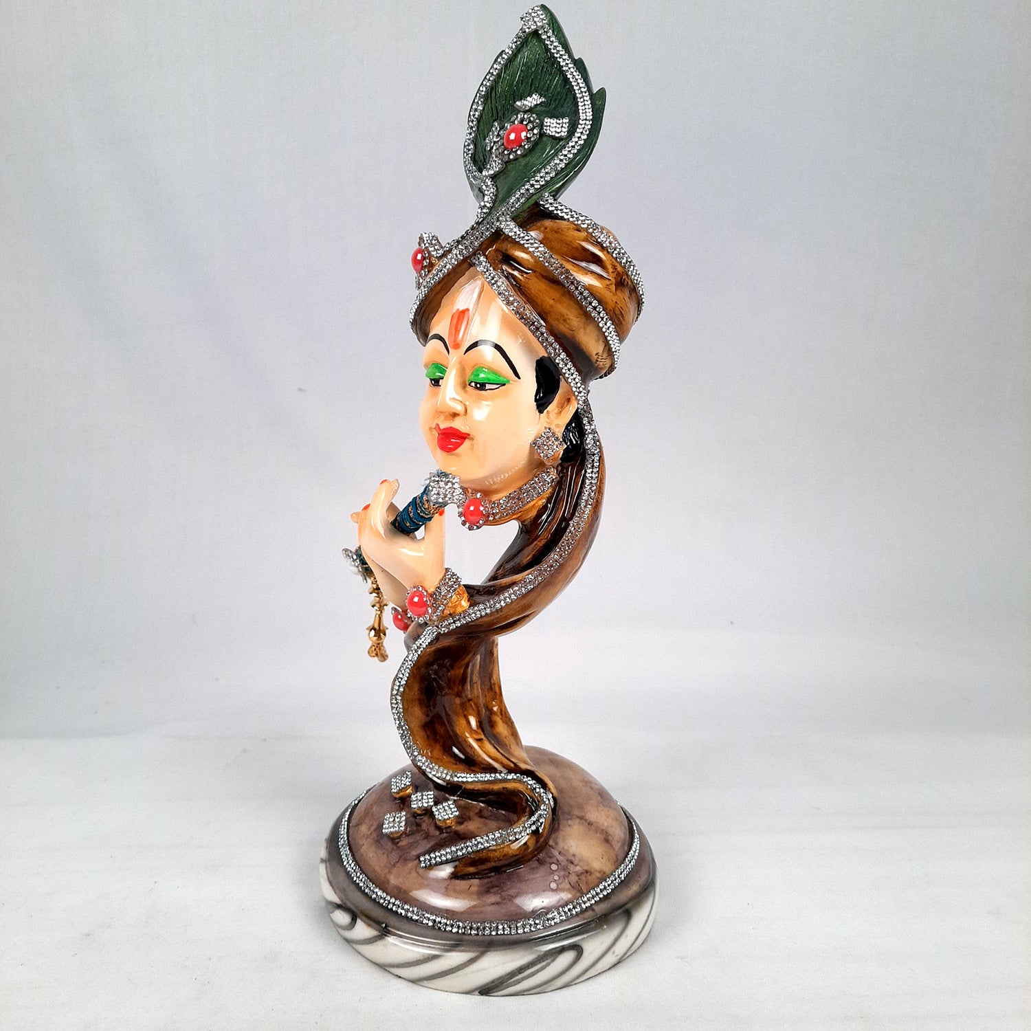 Krishna Idol | Lord Krishna Face Statue Showpiece -for Home, Puja Room, Table Decor, Living Room, Office Desk & Gift - 13 inch - apkamart #Style_Design 1