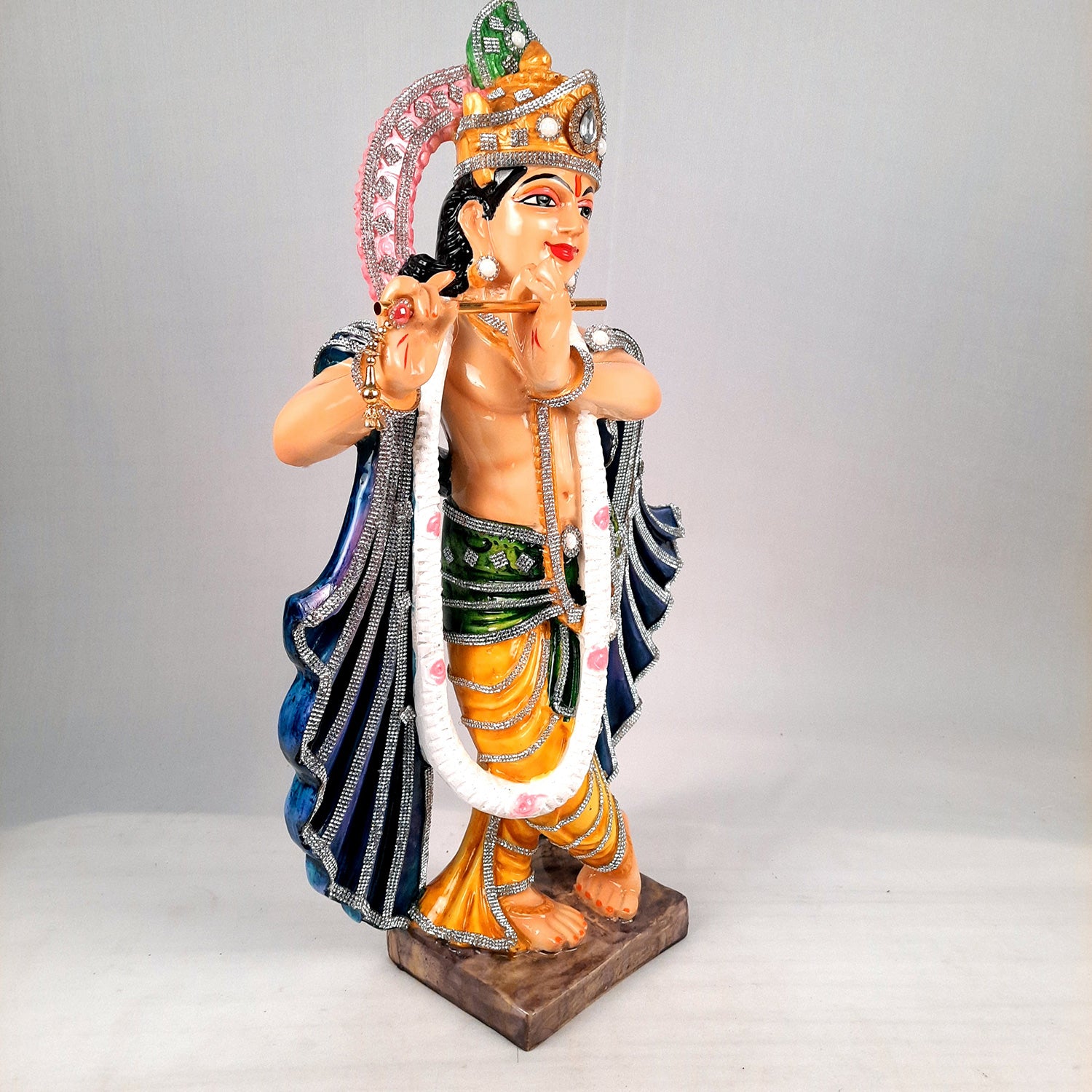 Krishna Idol Statue Big | Krishna Playing Bansuri Murti - for Home Decor, Living Room, Mandir, Temple, Pooja, Table, Office & Gifts - 22 Inch - apkamart