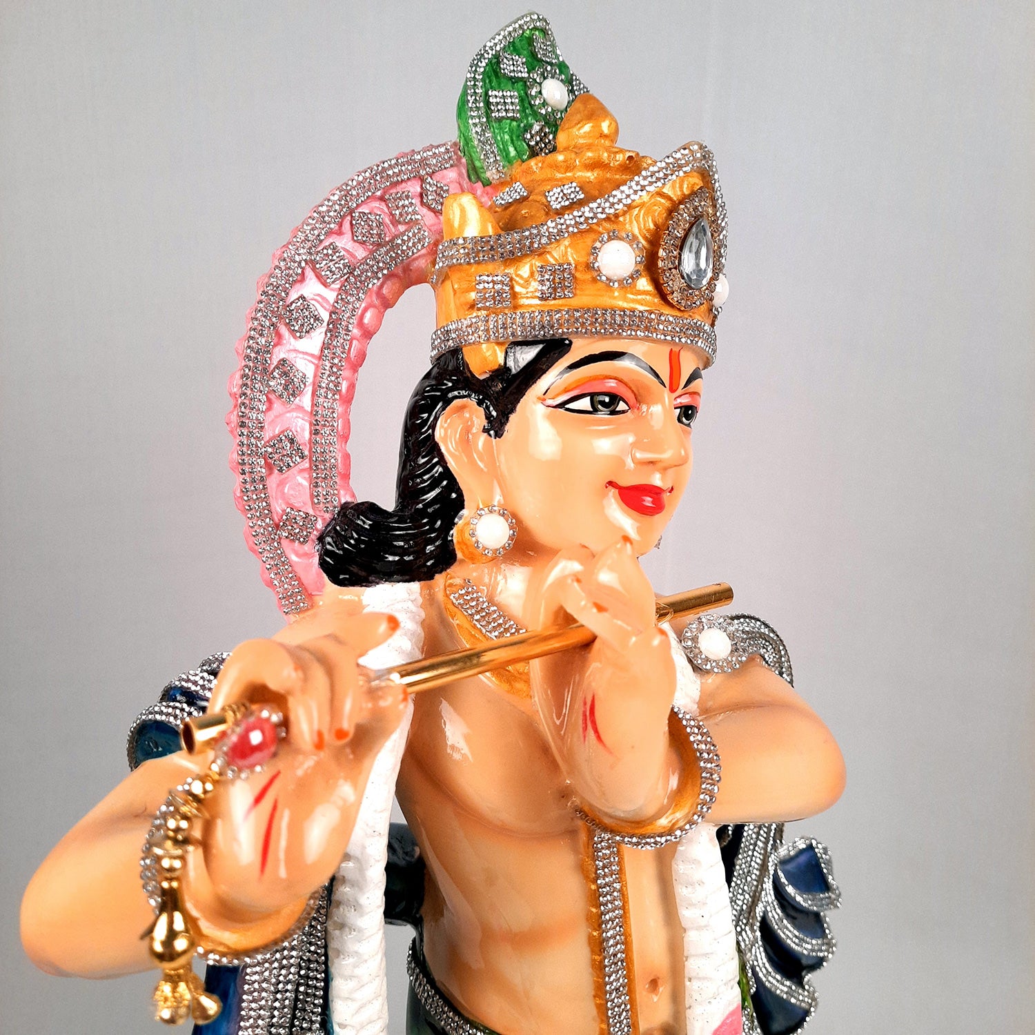 Krishna Idol Statue Big | Krishna Playing Bansuri Murti - for Home Decor, Living Room, Mandir, Temple, Pooja, Table, Office & Gifts - 22 Inch - apkamart