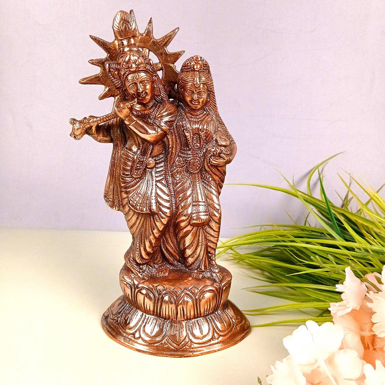 Radha Krishna Statue | Lord Krishna Murti Idol - for Gift, Home, Table, Living Room, Office, Puja Room Decoration - 12 Inch - Apkamart