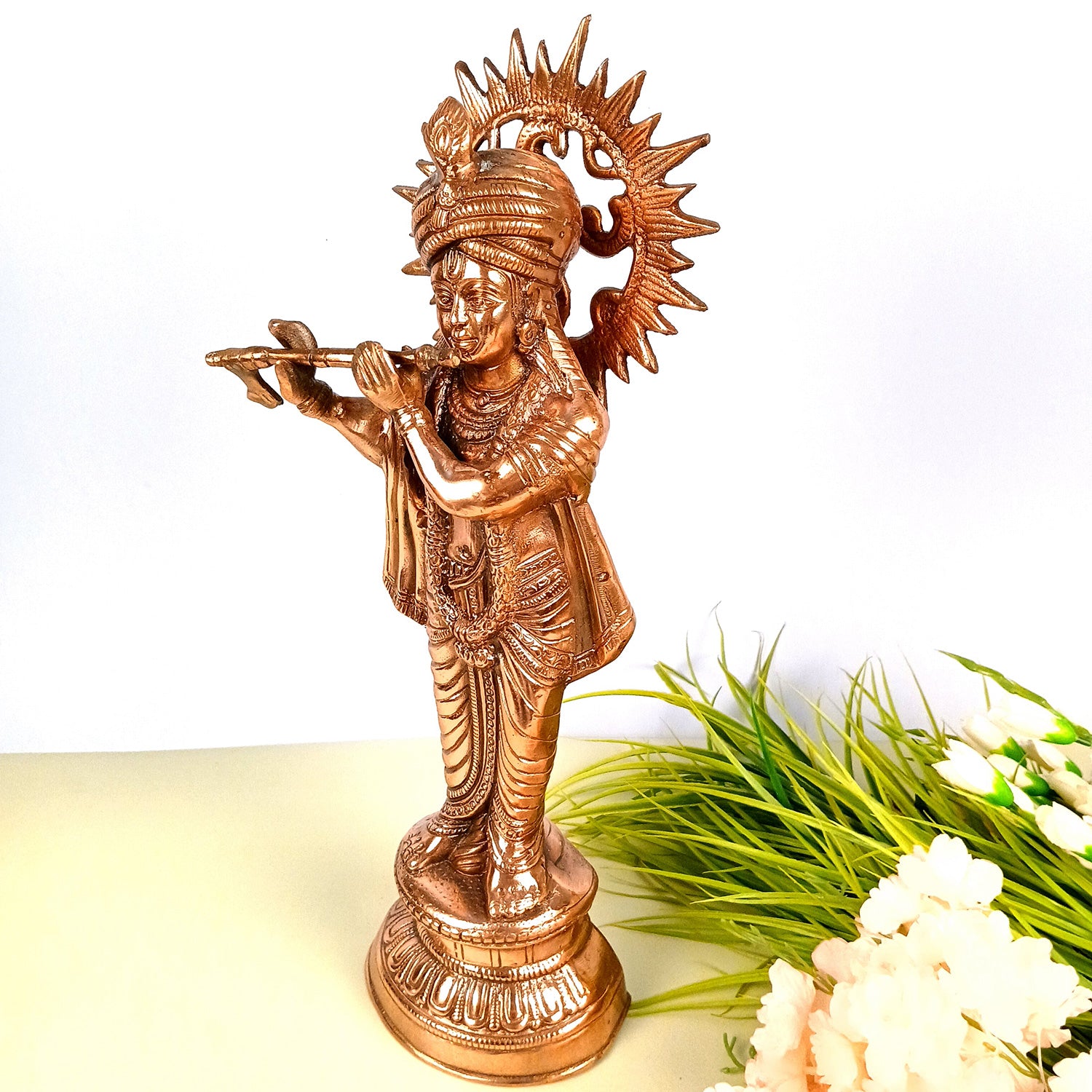 Shri Krishna Statue | Lord Krishna Idol | Big Krishna Playing Flue / Bansuri Murti - for Gift, Home, Living Room, Office, Puja Room Decoration - 20 Inch - Apkamart