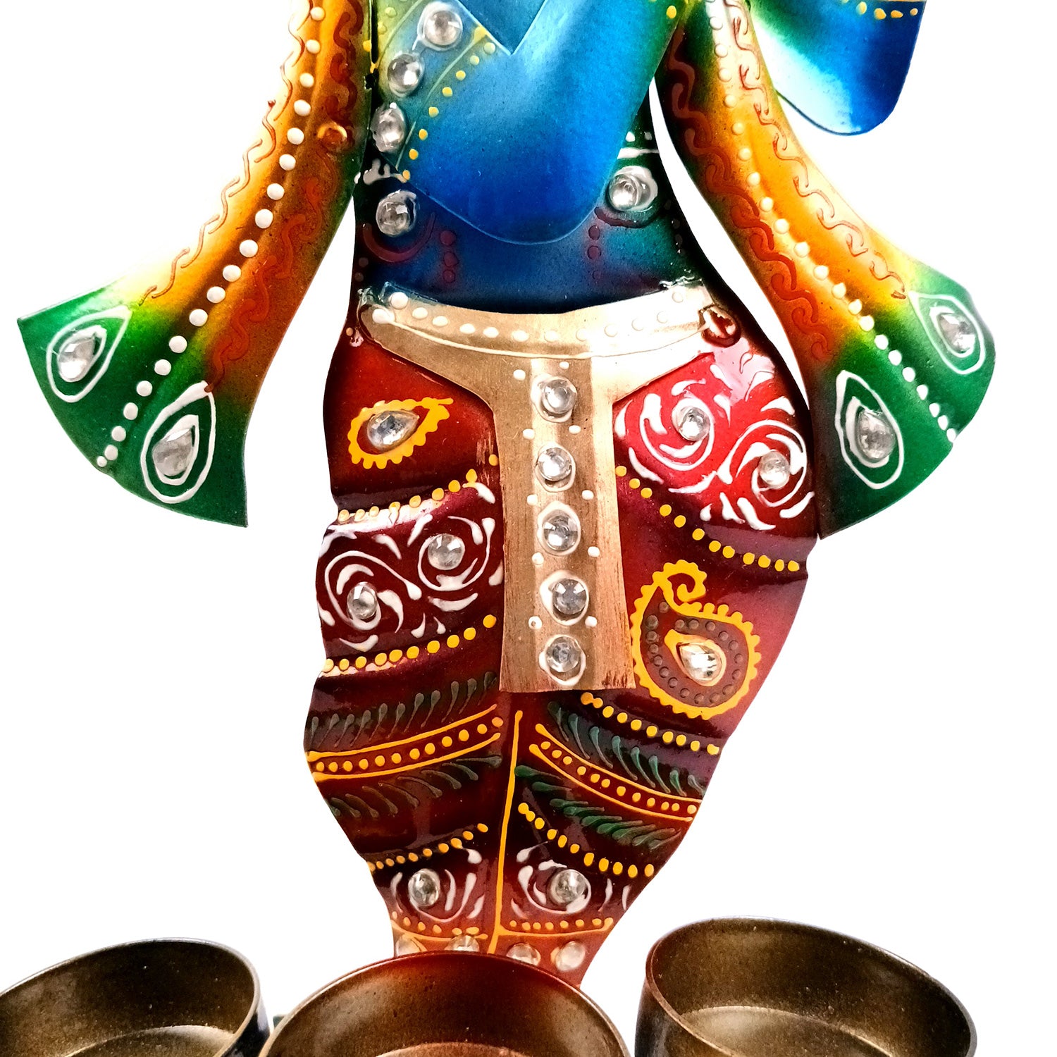 Krishna Tea Light Candle Holder | T Light Stand with 4 Slots - for Home, Table, Living Room, Dining Room, Bedroom Decor | for Diwali Decoration & Gifts - 13 Inch - Apkamart