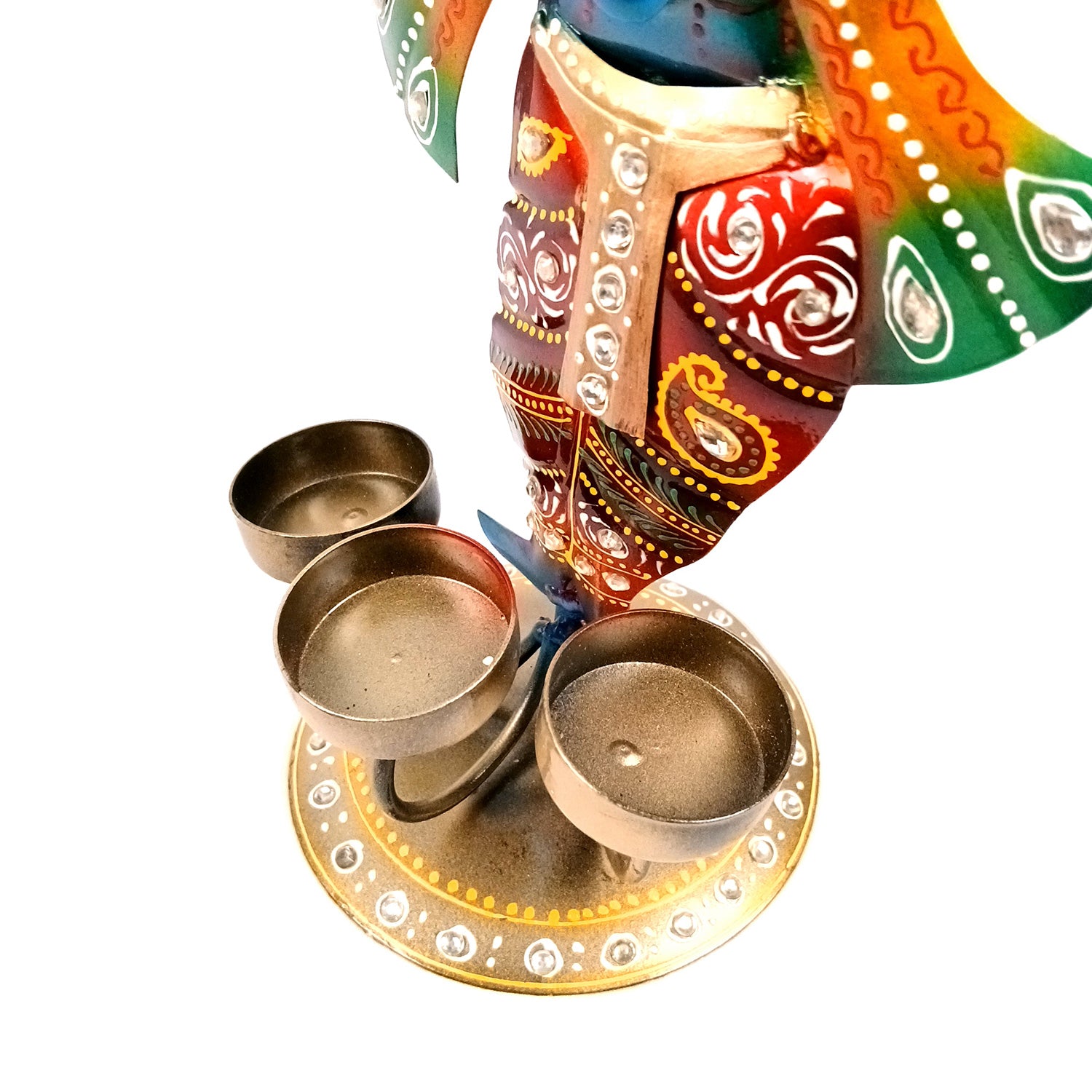 Krishna Tea Light Candle Holder | T Light Stand with 4 Slots - for Home, Table, Living Room, Dining Room, Bedroom Decor | for Diwali Decoration & Gifts - 13 Inch - Apkamart