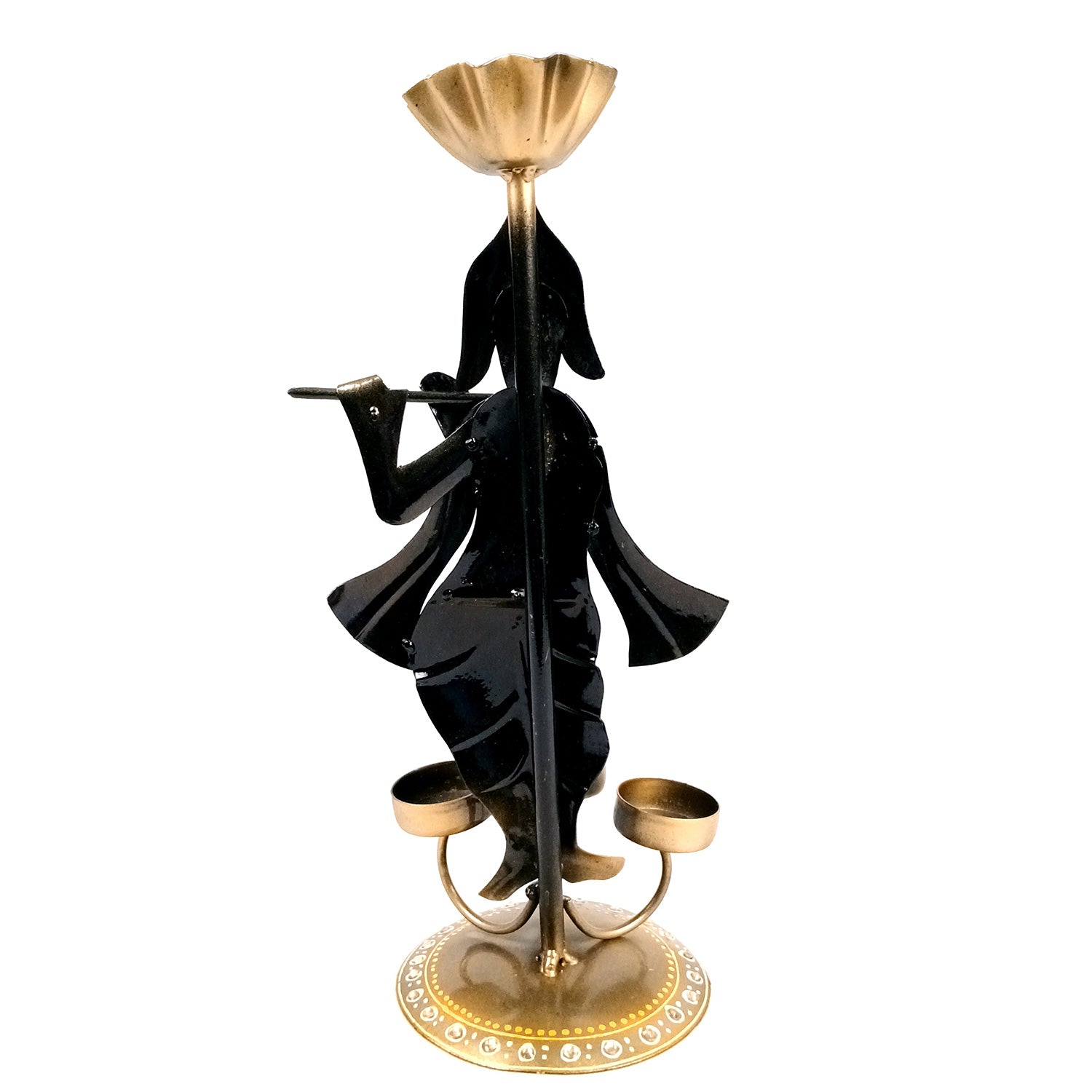 Krishna Tea Light Candle Holder | T Light Stand with 4 Slots - for Home, Table, Living Room, Dining Room, Bedroom Decor | for Diwali Decoration & Gifts - 13 Inch - Apkamart