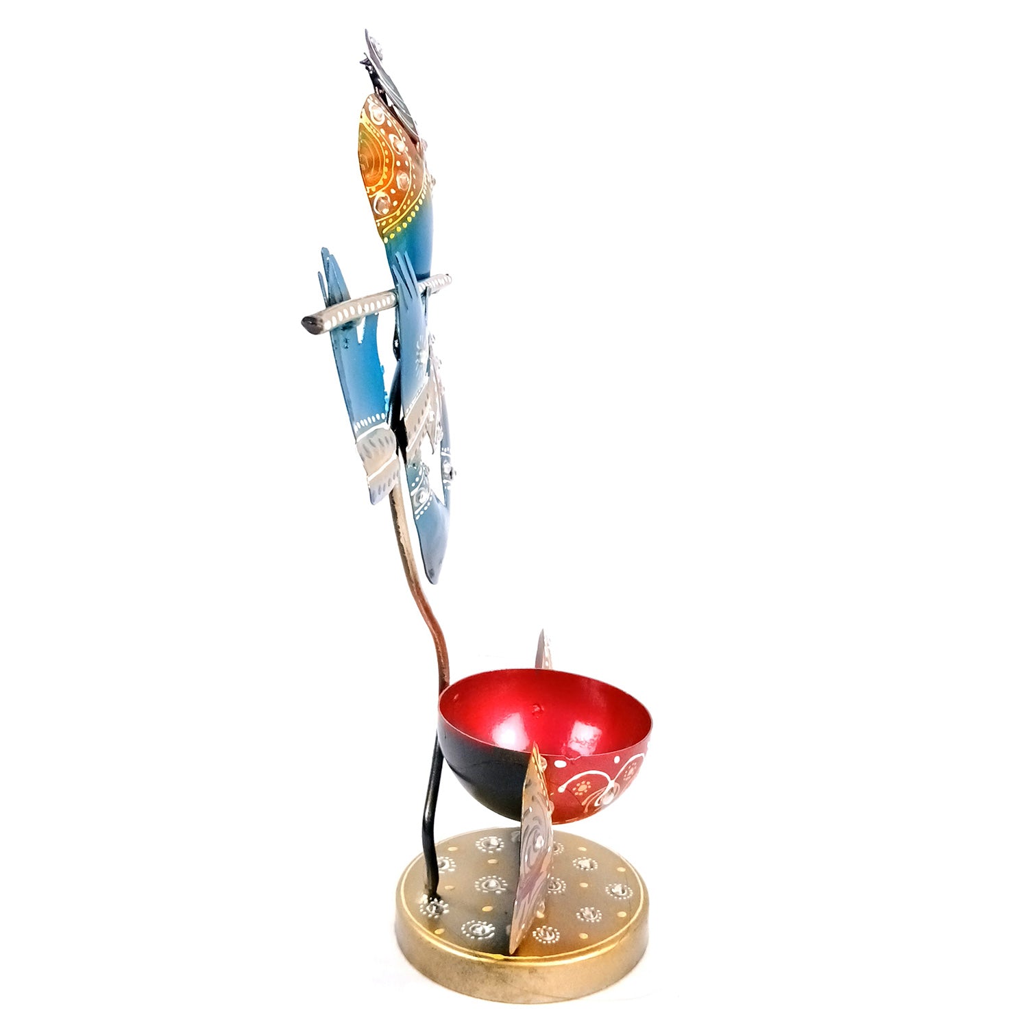 Krishna Candle Tea Light Holder | TeaLight Holders Stand - for Home, Table, Living Room, Dining Room, Bedroom Decor | for Diwali Decoration & Gifts - 12 Inch - Apkamart