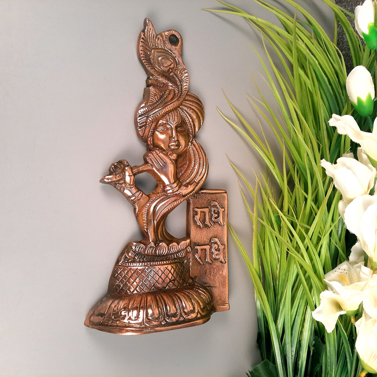 Shri Krishna Wall Hanging Idol | Lord Krishna Face Wall Hanging  Statue Murti | Religious & Spiritual Art Sculpture - for Gift, Home, Living Room, Office, Puja Room Decoration - 11 Inch