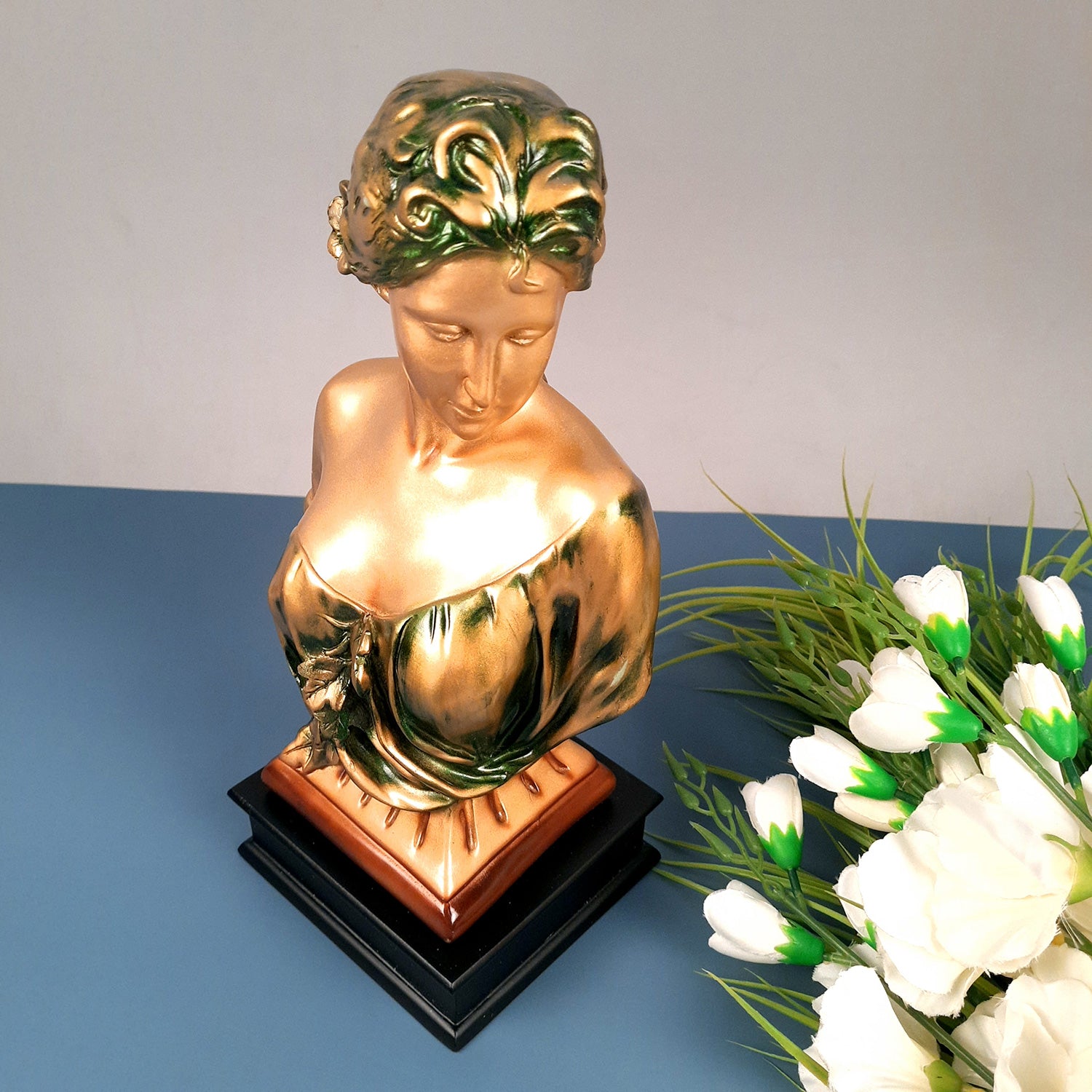 Ancient Greek Woman Statue Figurine | Exquisite Lady Bust Sculpture Showpiece - for Home Decor, Table, Living Room, Collectibles & Gift - 13 Inch - apkamart