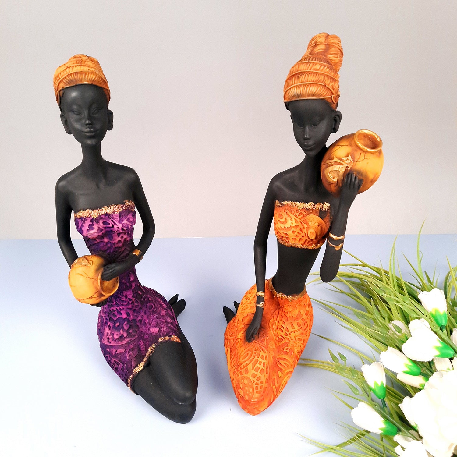 African Women Figurines | Tribal Ladies Sitting with Baby Showpiece - for Home Decor, Table, Living Room & Gift - 15 Inch -apkamart #Style_Design 2