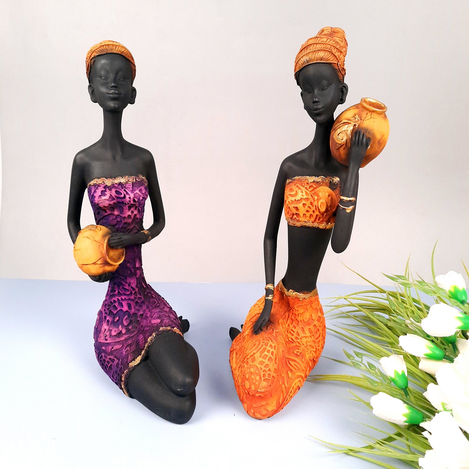 African Women Figurines | Tribal Ladies Sitting with Baby Showpiece - for Home Decor, Table, Living Room & Gift - 15 Inch -apkamart #Style_Design 2