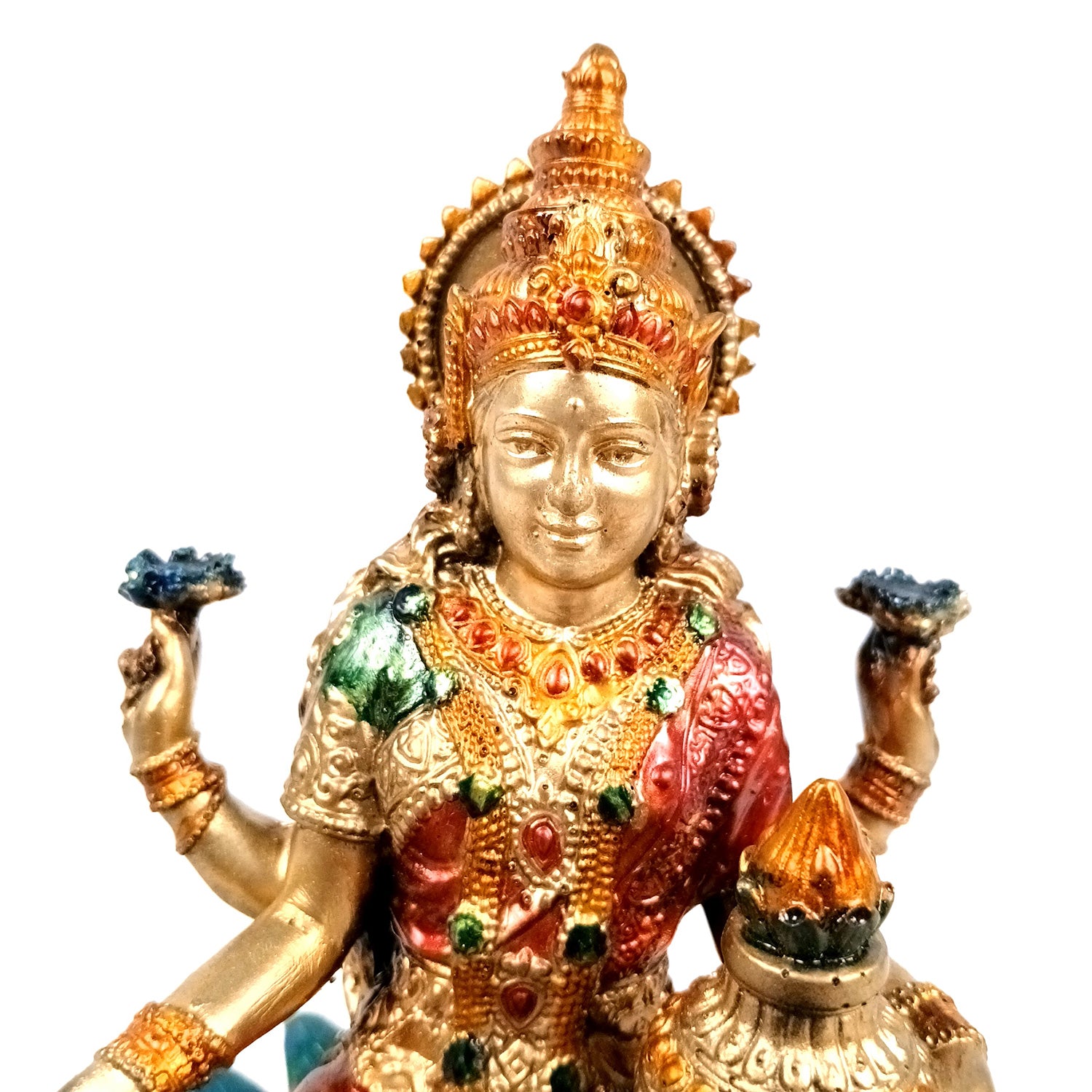 Laxmi Ji Statue | Goddess Lakshmi Idol Murti - for Diwali Pooja, Home, Temple, Living Room, Wall Decor & Gifts - 7 inch (Marble Dust, Golden) - Apkamart