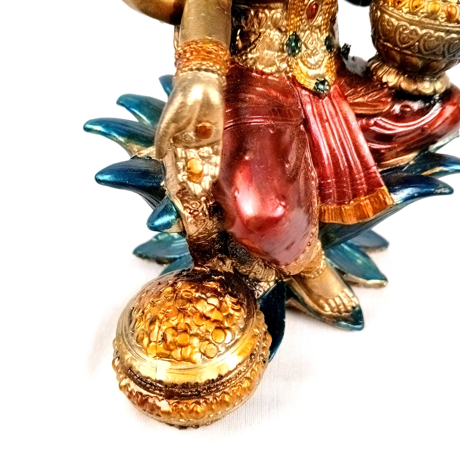 Laxmi Ji Statue | Goddess Lakshmi Idol Murti - for Diwali Pooja, Home, Temple, Living Room, Wall Decor & Gifts - 7 inch (Marble Dust, Golden) - Apkamart