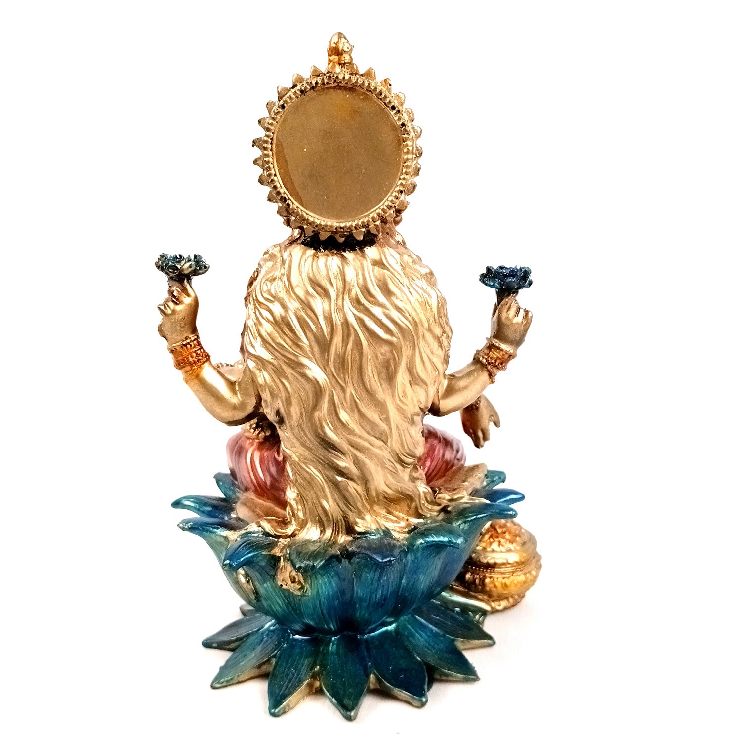 Laxmi Ji Statue | Goddess Lakshmi Idol Murti - for Diwali Pooja, Home, Temple, Living Room, Wall Decor & Gifts - 7 inch (Marble Dust, Golden) - Apkamart